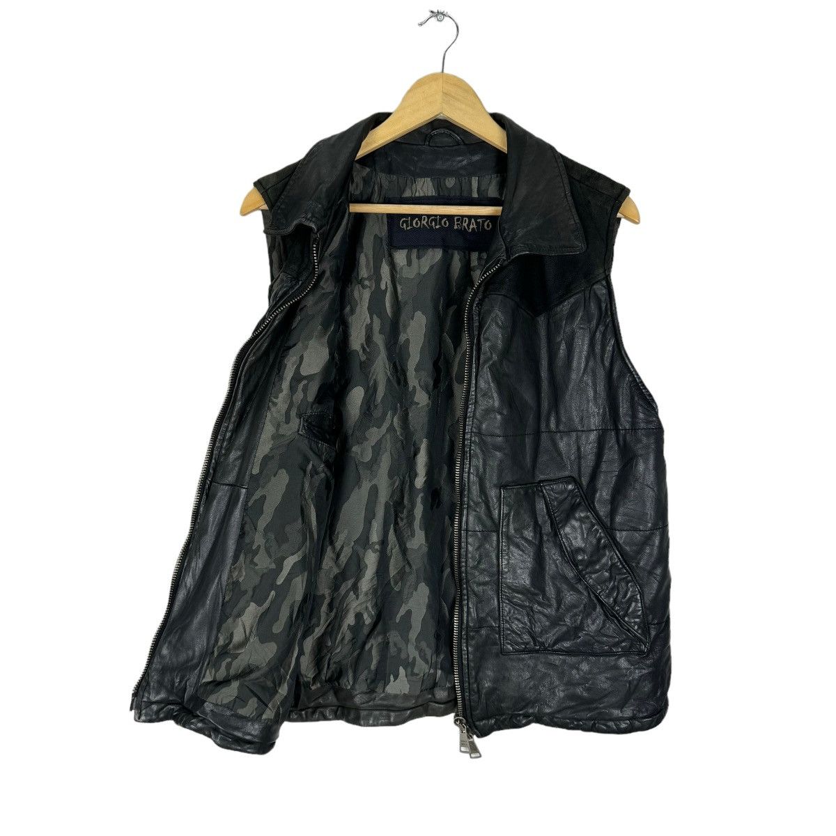 Giorgio Brato 🌟GIORGIO BRATO ITALY CAMO INSIDE LEATHER VEST Size US M / EU 48-50 / 2 - 1 Thumbnail