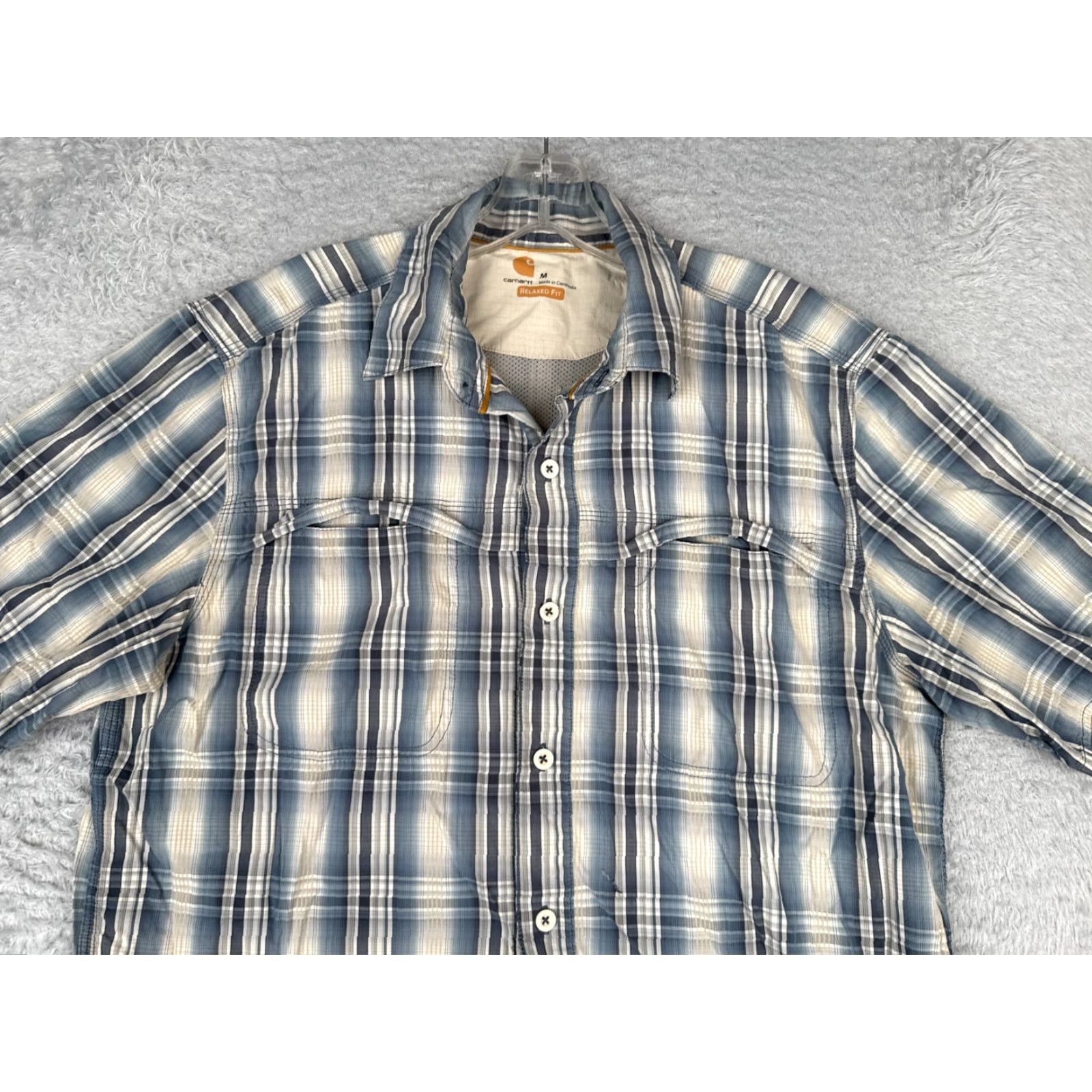 Carhartt Carhartt Shirt Men M Blue Plaid Cotton Button Up Short Sleeve Vented Casual Workwear All Seasons Pockets Button-Up Mens Regular Shirt Size US M / EU 48-50 / 2 - 4 Thumbnail