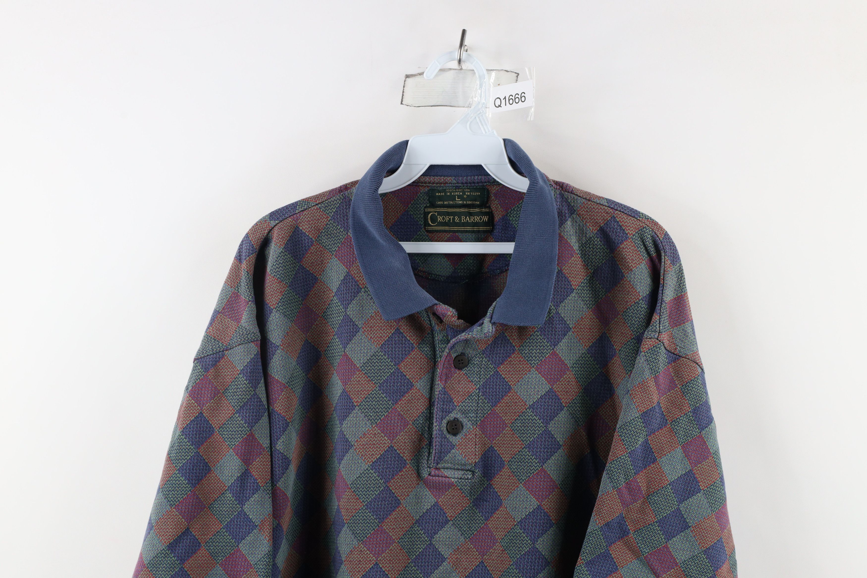 Vintage Vintage 90s Streetwear Diamond Knit Collared Polo Shirt Size US L / EU 52-54 / 3 - 2 Thumbnail