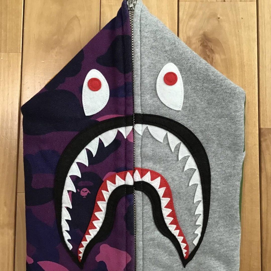 Bape BAPE Purple camo × Grey shark full zip hoodie a bathing ape Size US S / EU 44-46 / 1 - 3 Thumbnail