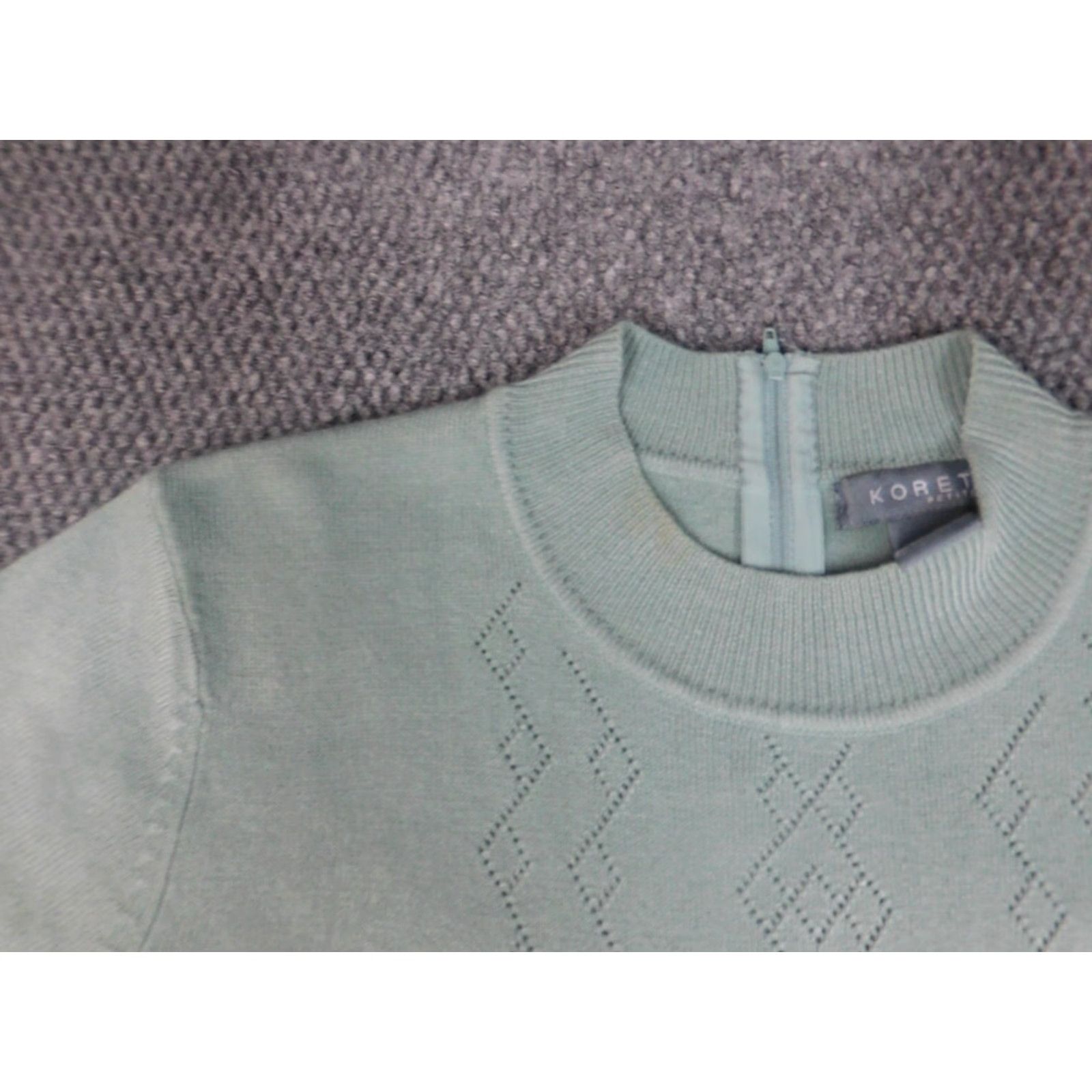 Vintage Koret Womens Sweater Pullover Knit Short Sleeve Green PT Petites Crew Neck Lightweight Size L / US 10 / IT 46 - 5 Thumbnail