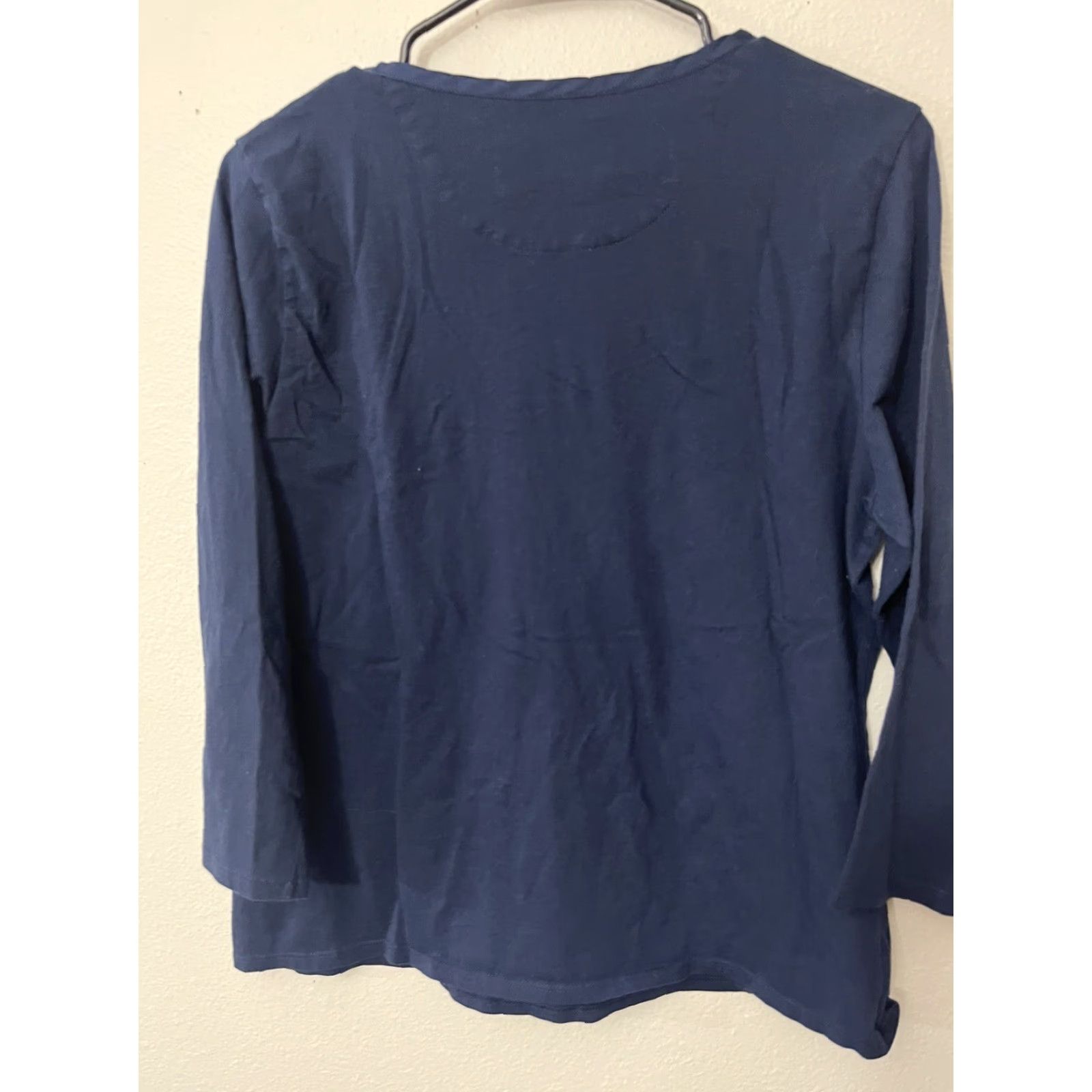 Nautica Nautica Shirt Womens XL Long Sleeve Navy Blue Crew Neck Sleepwear Shirt Casual Everyday Breathable Cotton 100% Womens XL Navy Blue Nautical Classic Size XL / US 12-14 / IT 48-50 - 2 Thumbnail