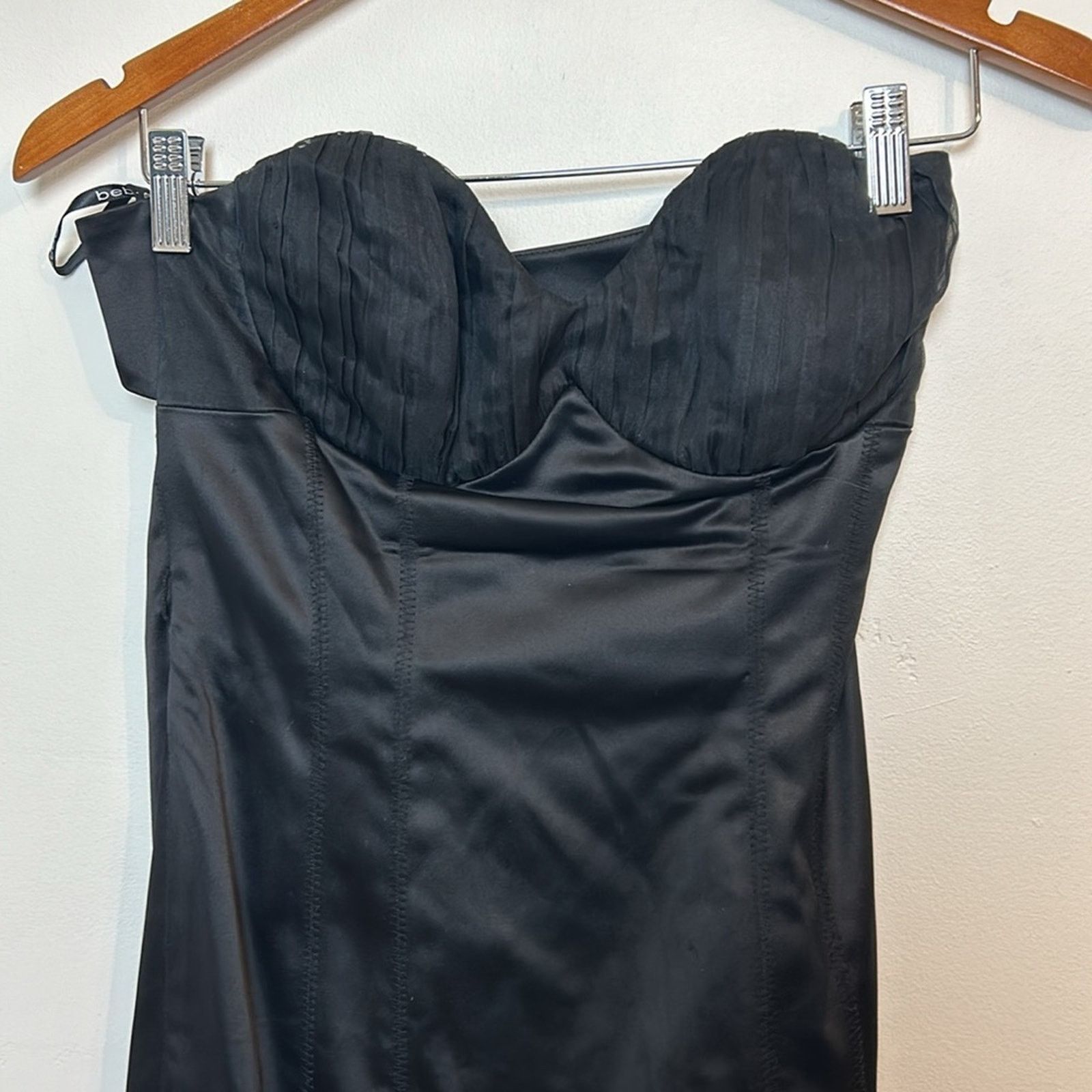 Bebe Bebe Vintage Bustier Black Satin Dress Size M / US 6-8 / IT 42-44 - 3 Thumbnail