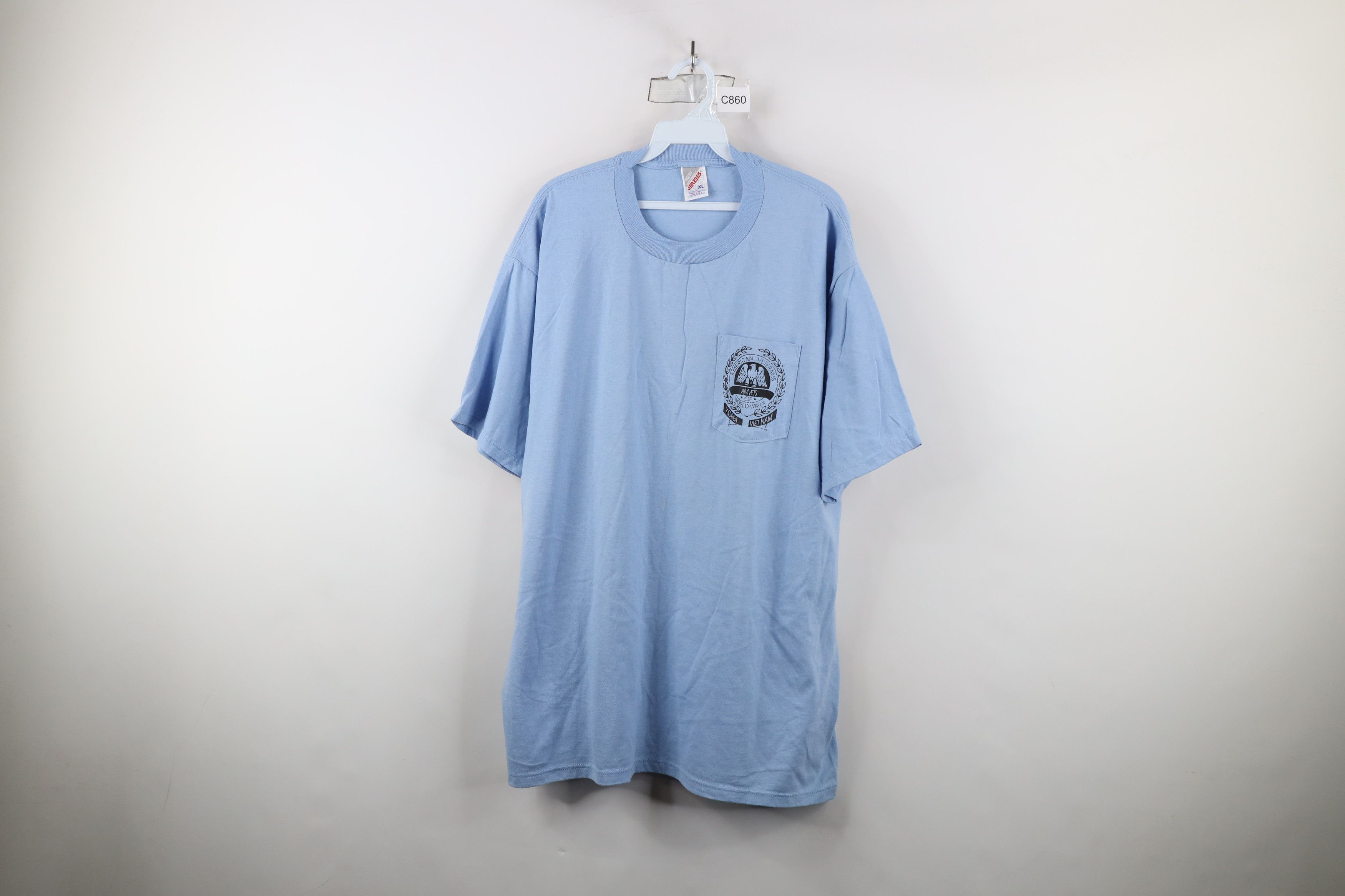 Vintage Vintage 90s Tournament Amvets Korea Vietnam T-Shirt Blue USA Size US XL / EU 56 / 4 - 1 Thumbnail