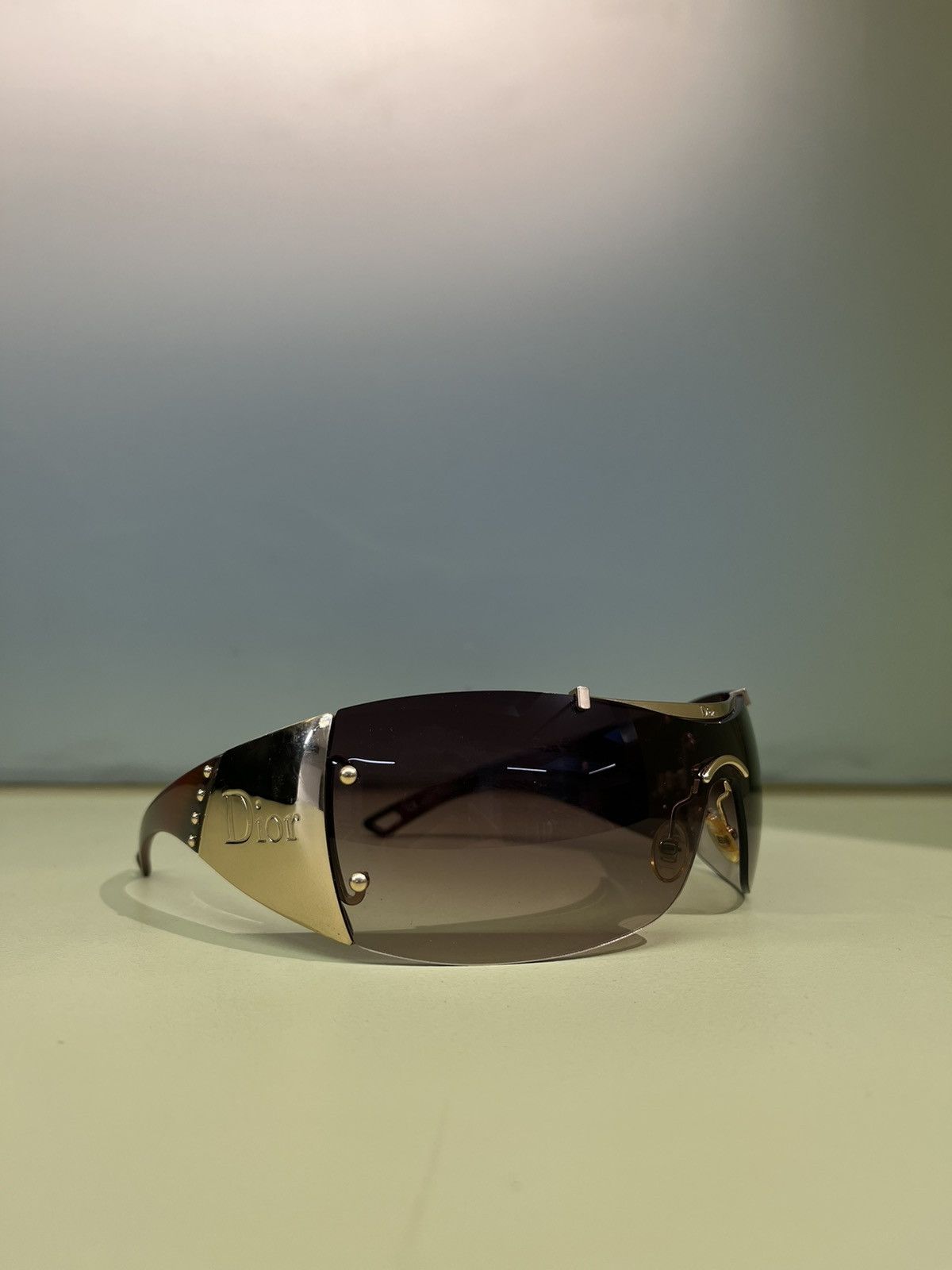 Dior Dior Diorito 2 Chrome Metal Rimless Oversized Sunglasses 
