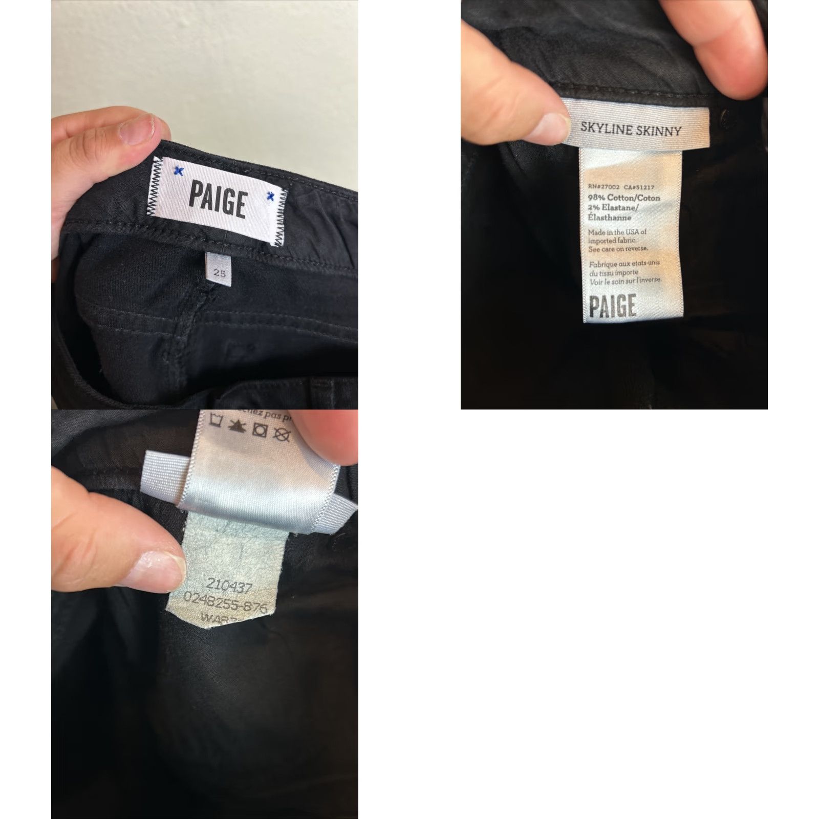 Paige **Paige Skyline Black Women’s Skinny Jeans Size 25** User: Paige Skyline Black Women's Skinny Jeans Size 25 Size 42" / US 20 - 9 Thumbnail