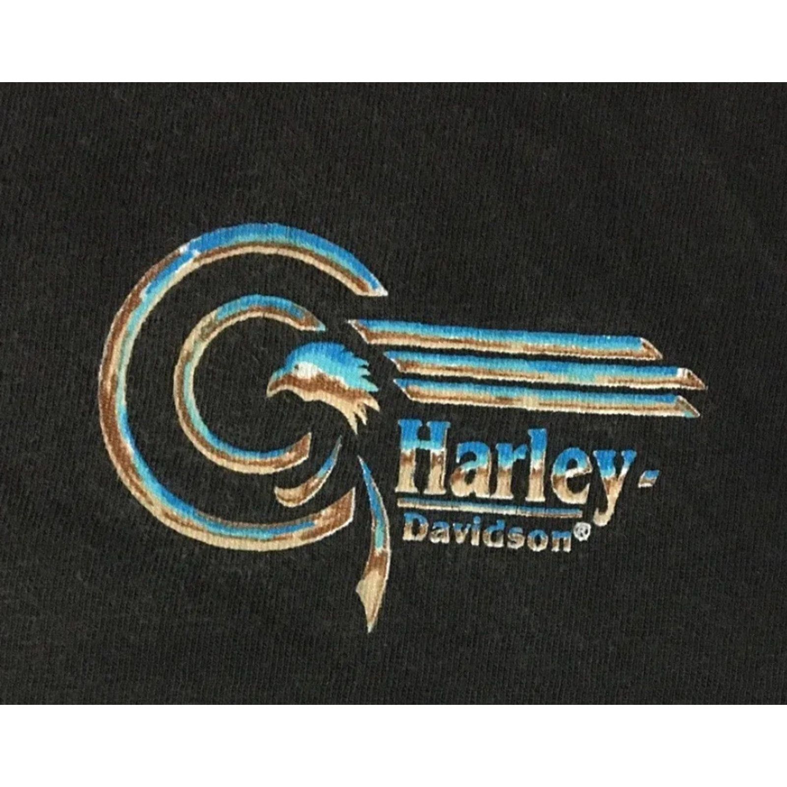 Harley Davidson VINTAGE Harley Davidson Shirt L Black 80s Biker Grunge 3D Off The Scale Planet Earth Henley Graphic Tee Mens Size US L / EU 52-54 / 3 - 4 Thumbnail