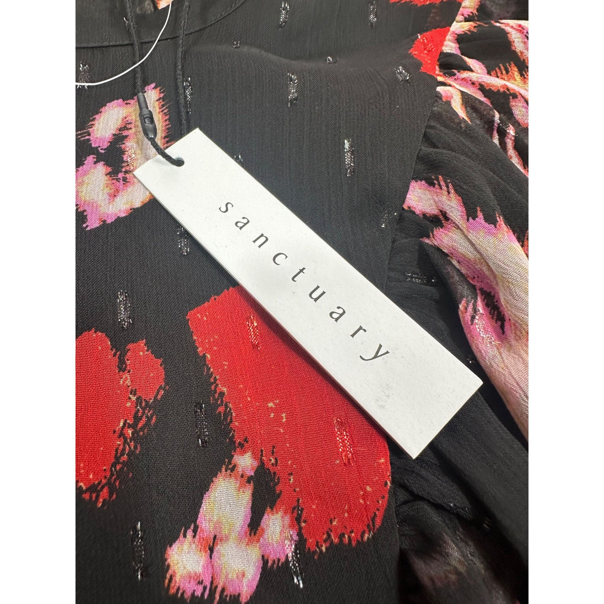 Sanctuary Sanctuary Women’s Black Floral Babydoll Mini Dress Mock Neck Size S / US 4 / IT 40 - 6 Thumbnail