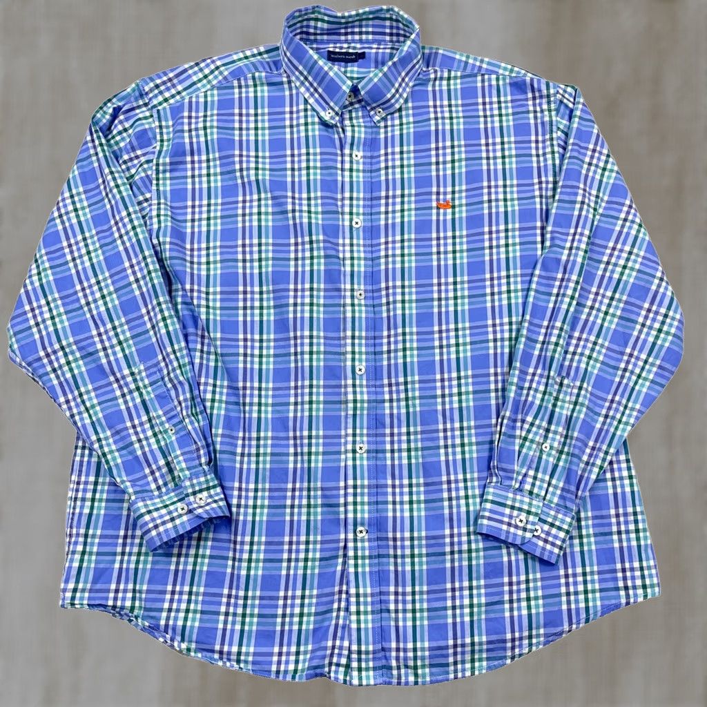 Vintage Southern Marsh Purple Plaid Button-Up Shirt Men 2XL Casual Business Workwear Long Sleeve Size 48R - 1 Thumbnail