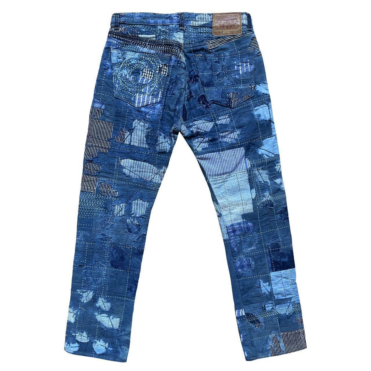 Kapital Indigo Boro Sashiko Distressed Jeans Size US 30 / EU 46 - 2 Thumbnail