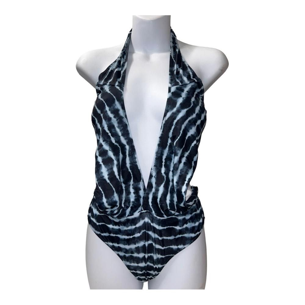 Designer NWOT Tie Dyed Low Plunge One Piece Swimsuit Large Size ONE SIZE - 1 Thumbnail