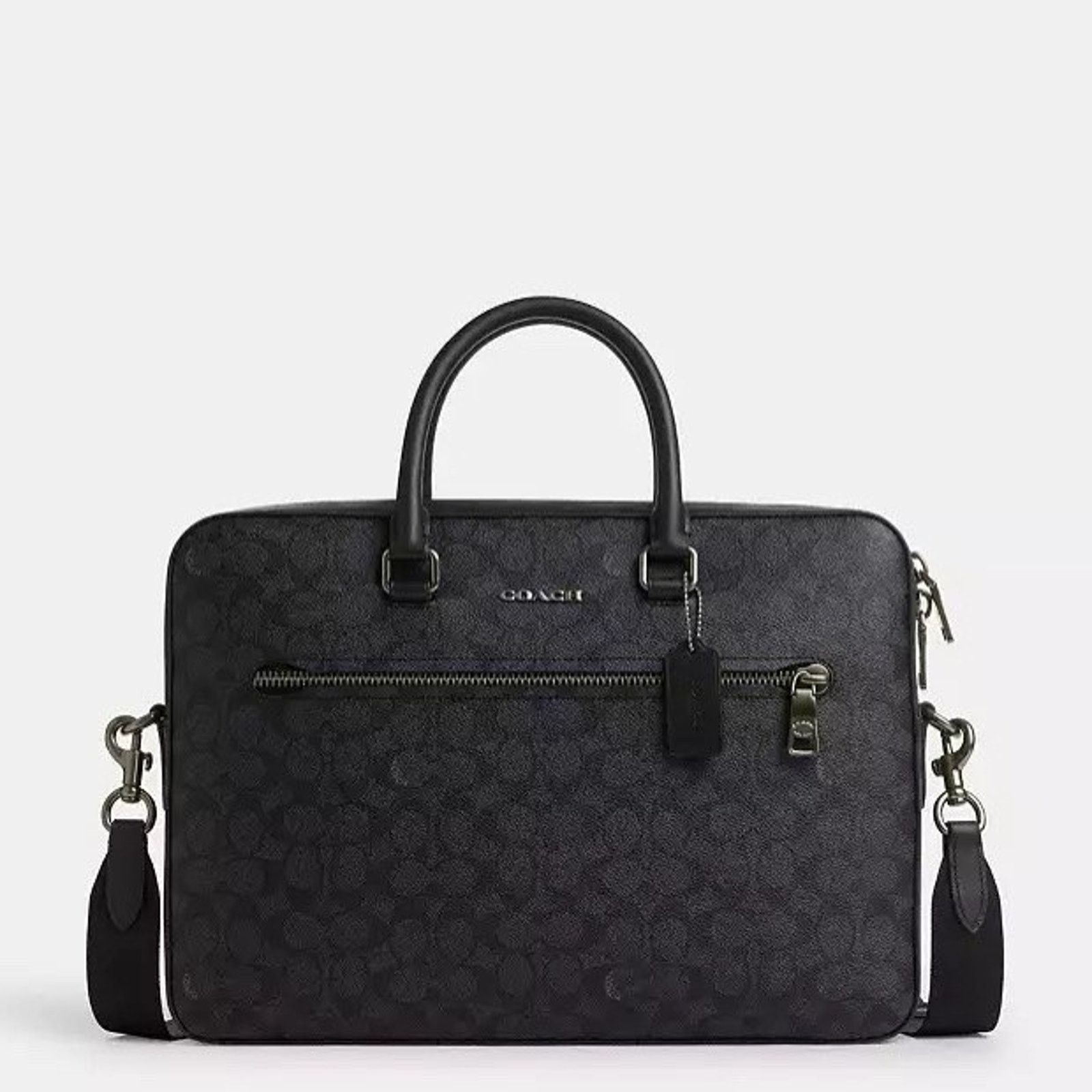 Coach NWT Coach Ethan Slim Brief Signature Canvas Black CV917 Size ONE SIZE - 5 Thumbnail