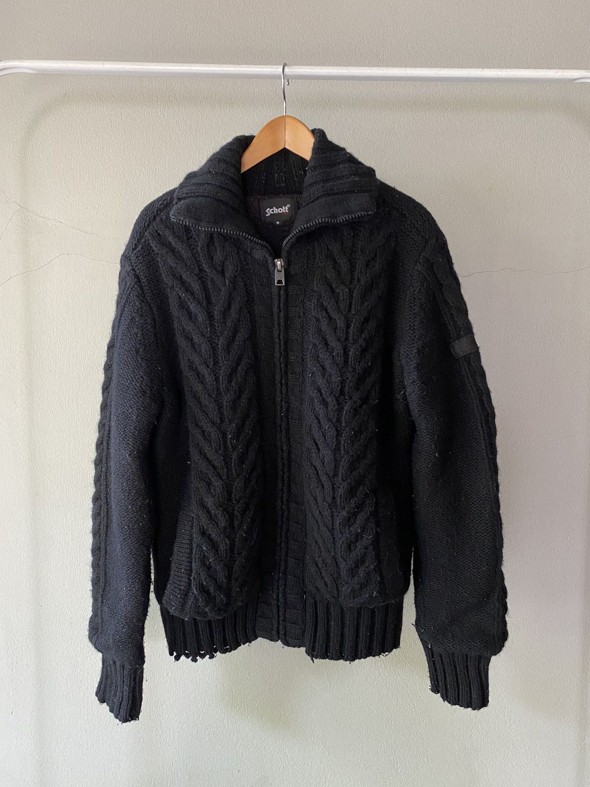 Schott SchottⓇ Black Thick Knit Sweater Size US M / EU 48-50 / 2 - 1 Thumbnail