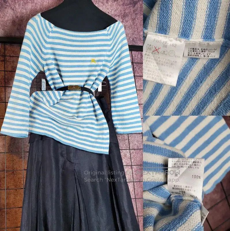 Burberry Burberry Light Blue Striped Cotton Knit Top. Size S / US 4 / IT 40 - 2 Thumbnail