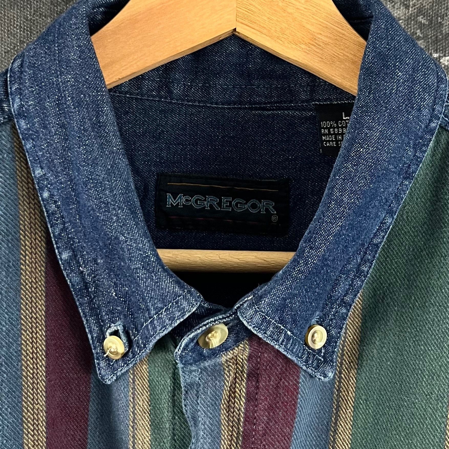 McGregor × Vintage Vintage McGregor stripe denim shirt Size US L / EU 52-54 / 3 - 4 Thumbnail
