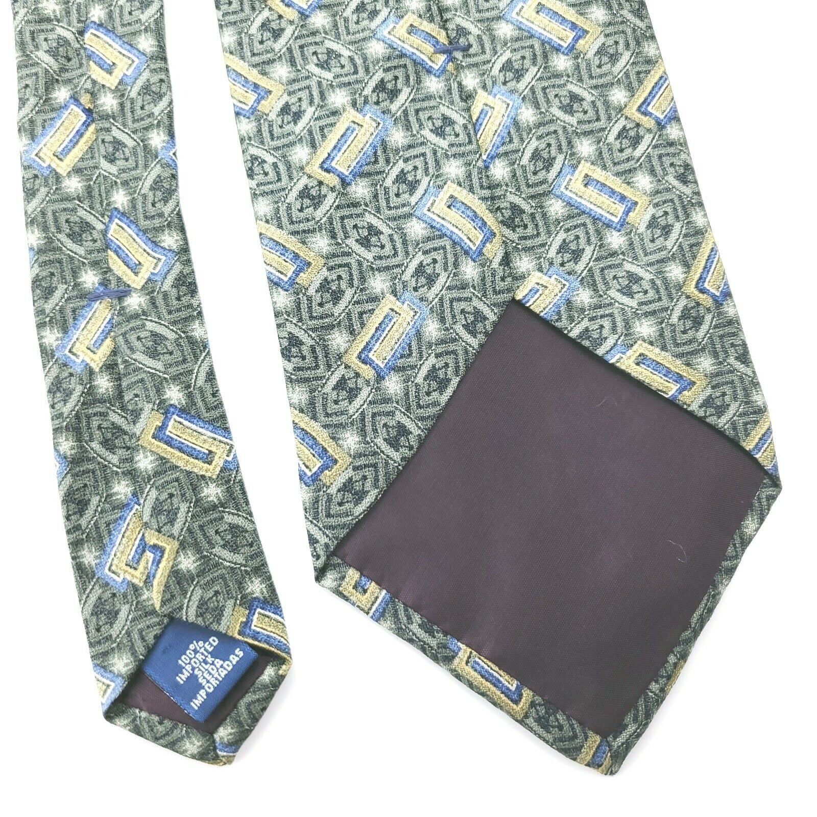 Henry Grethel Henry Grethel Green Abstract Silk Tie Short Print Size ONE SIZE - 5 Thumbnail