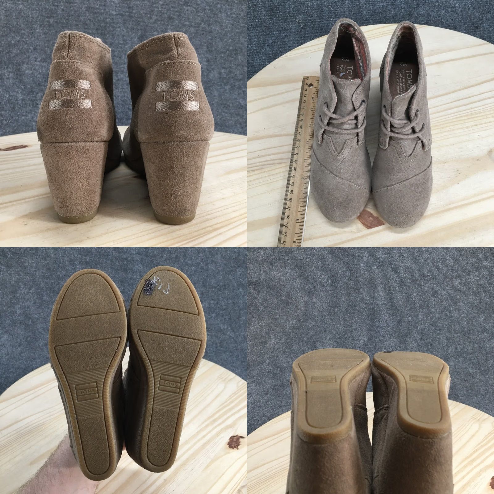 Toms TOMS Boots Womens 5 Desert Ankle Bootie Beige Suede Leather Wedge Heel Lace Up Boots Desert 5 Beige Womens Size US 5 / IT 35 - 8 Thumbnail