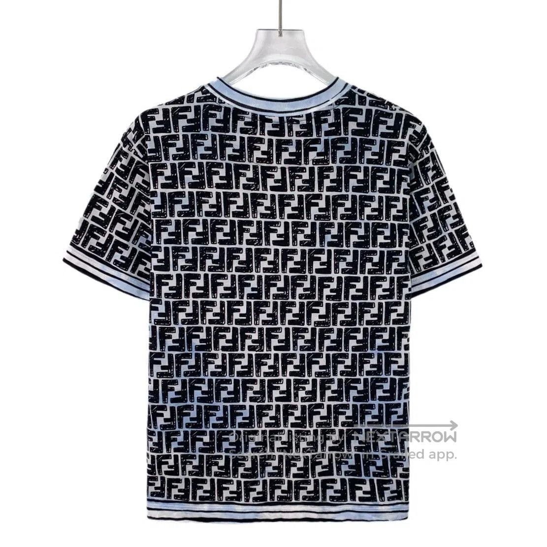 Fendi fendi blue striped logo print cotton t-shirt. Size US M / EU 48-50 / 2 - 2 Thumbnail