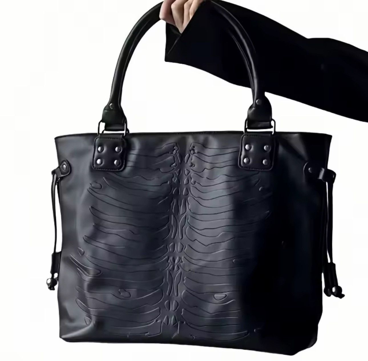 Other Gothic Punk Large Capacity Skeleton Print Shoulder Bag Size ONE SIZE - 3 Thumbnail