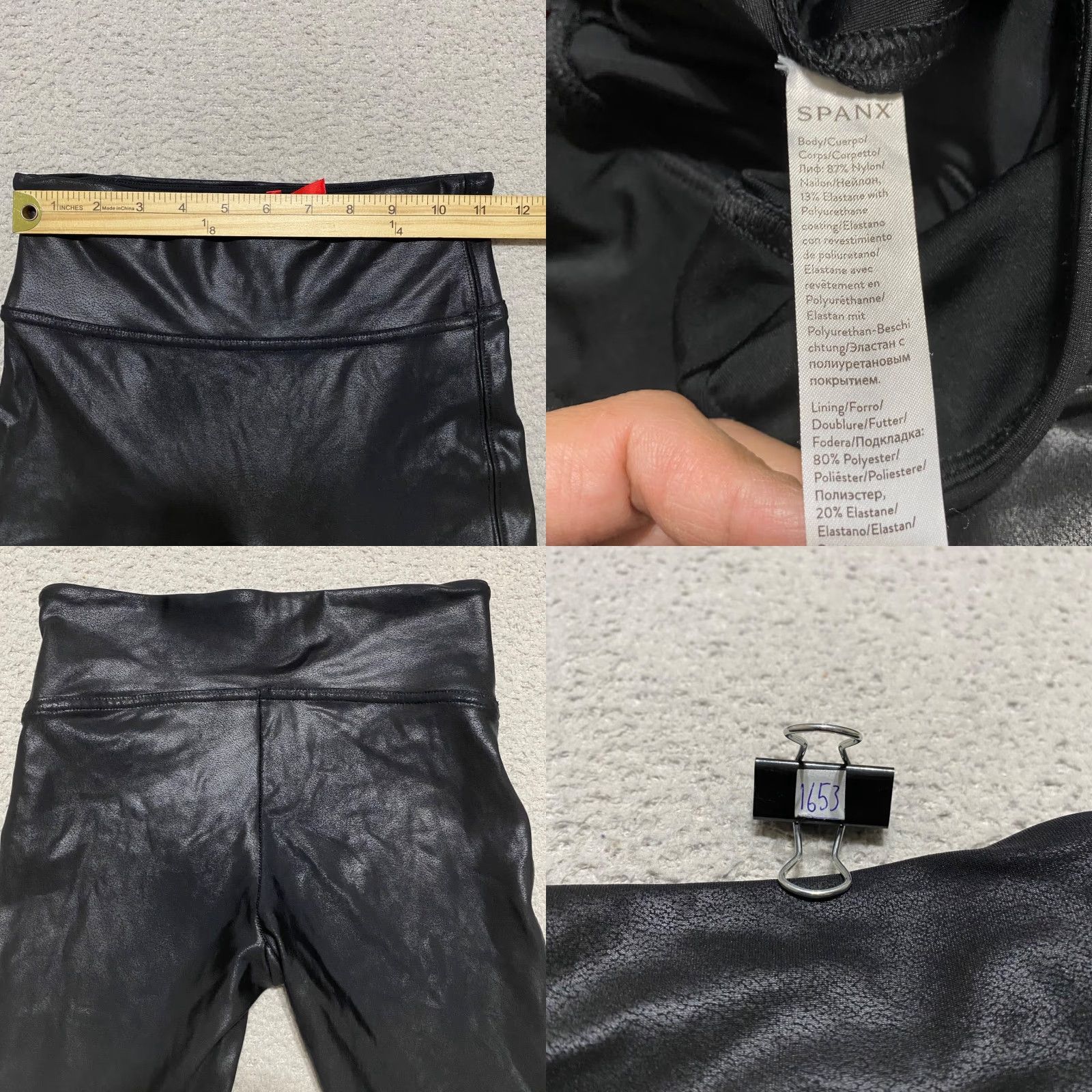 Spanx Spanx Pants Leggings Solid Black Faux Leather Mid Rise Ankle Womens XS Black Spanx Faux Leather Leggings >. Size 40" / US 18 - 8 Thumbnail