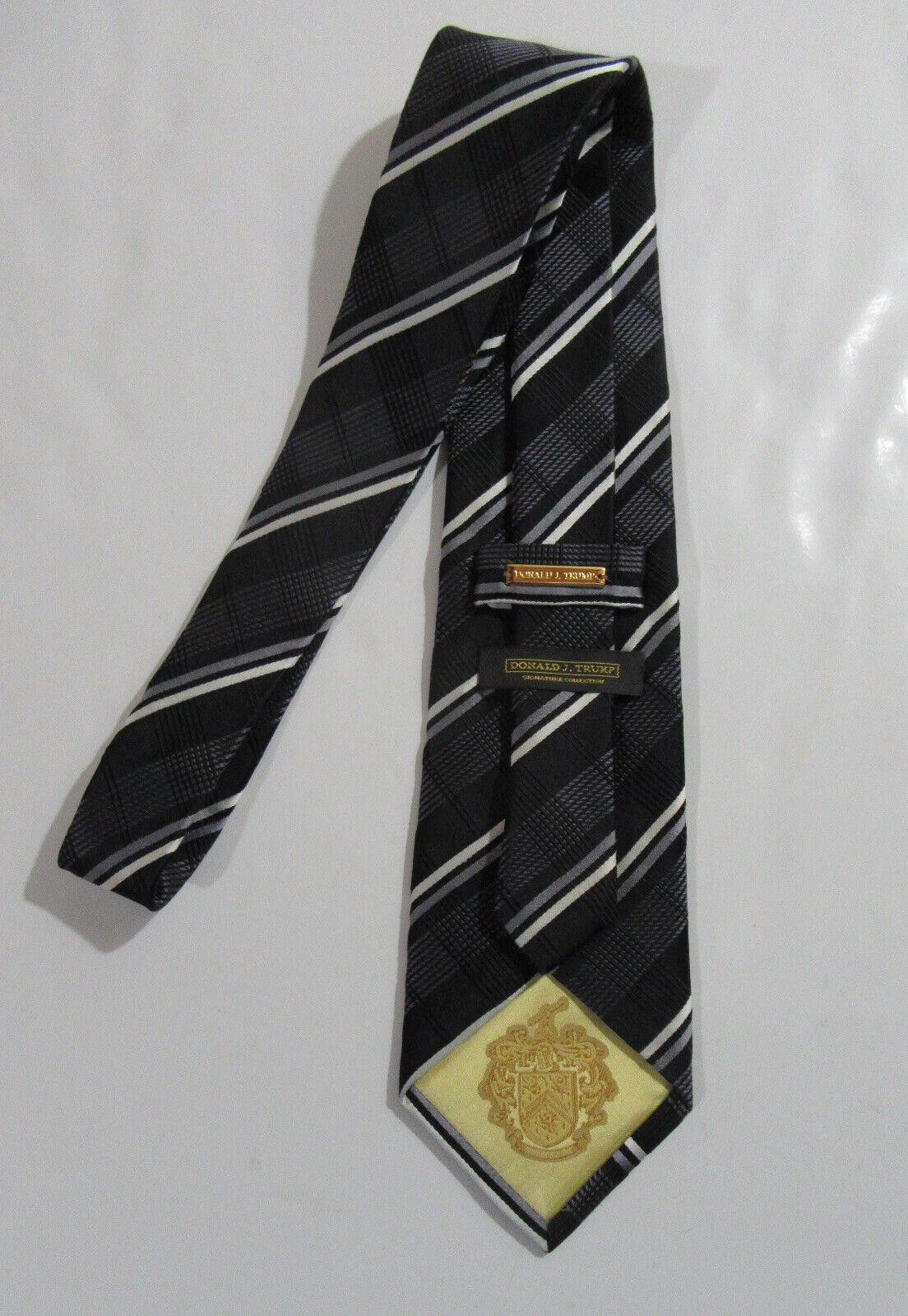 Designer Donald J. Trump Signature Collection Necktie Black Striped Size ONE SIZE - 2 Thumbnail