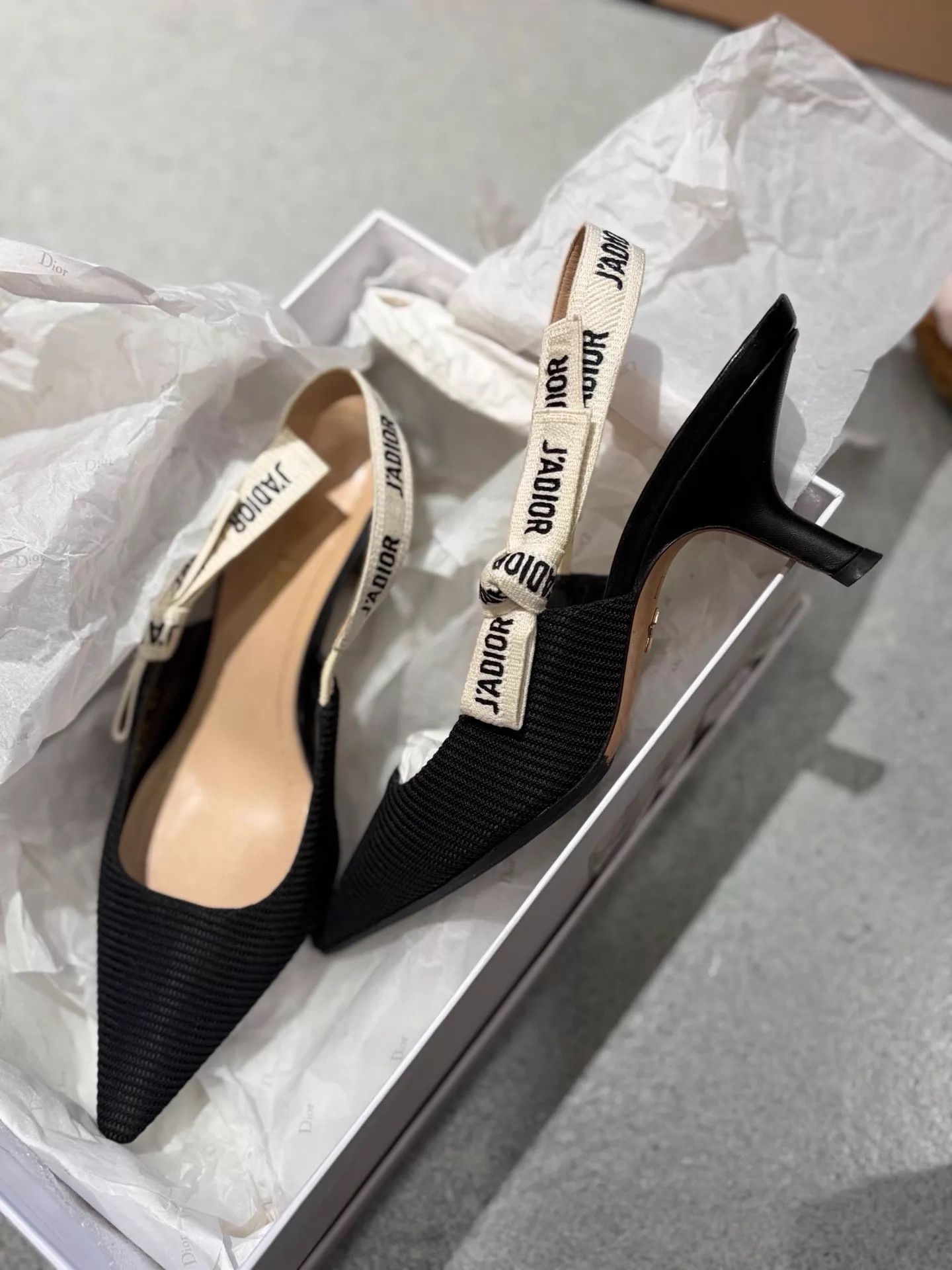 Dior Dior Black Classic Fabric Pointed Toe High Heel Sandal 37 Size US 6.5 / IT 36.5 - 1 Thumbnail