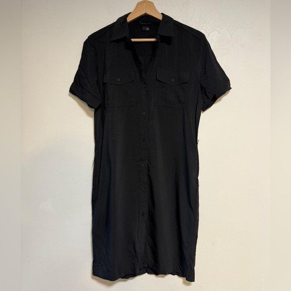 Theory Theory Black Button-Down Shirt Dress with Belt - Size 4 Size S / US 4 / IT 40 - 4 Thumbnail
