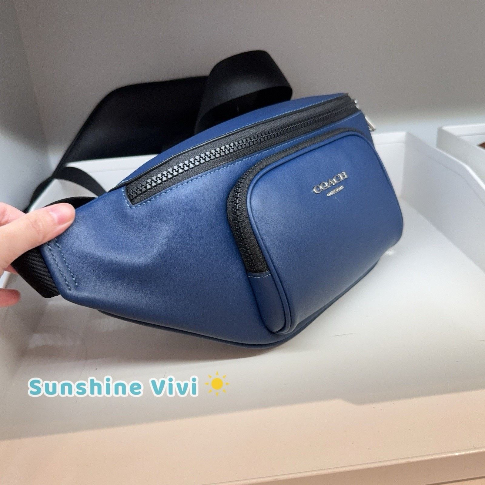Coach NWT COACH Racer Small Belt Bag Deep blue CBI47 leather Size ONE SIZE - 2 Thumbnail