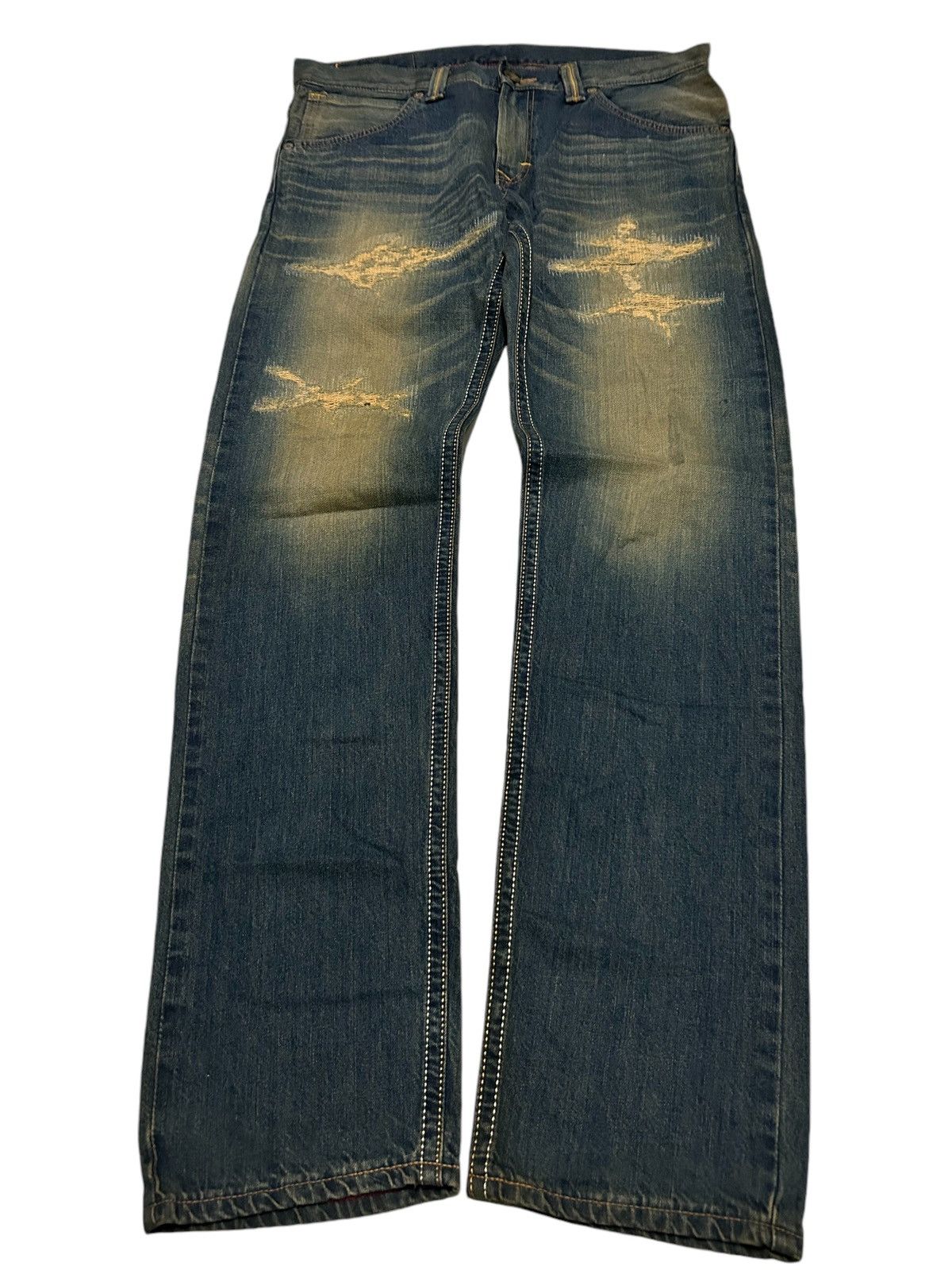 Edwin × Japanese Brand × Tornado Mart Edwin Exlusive Vintage Distressed Mud Wash Rare Denim 🎌☠️ Size US 37 - 2 Thumbnail