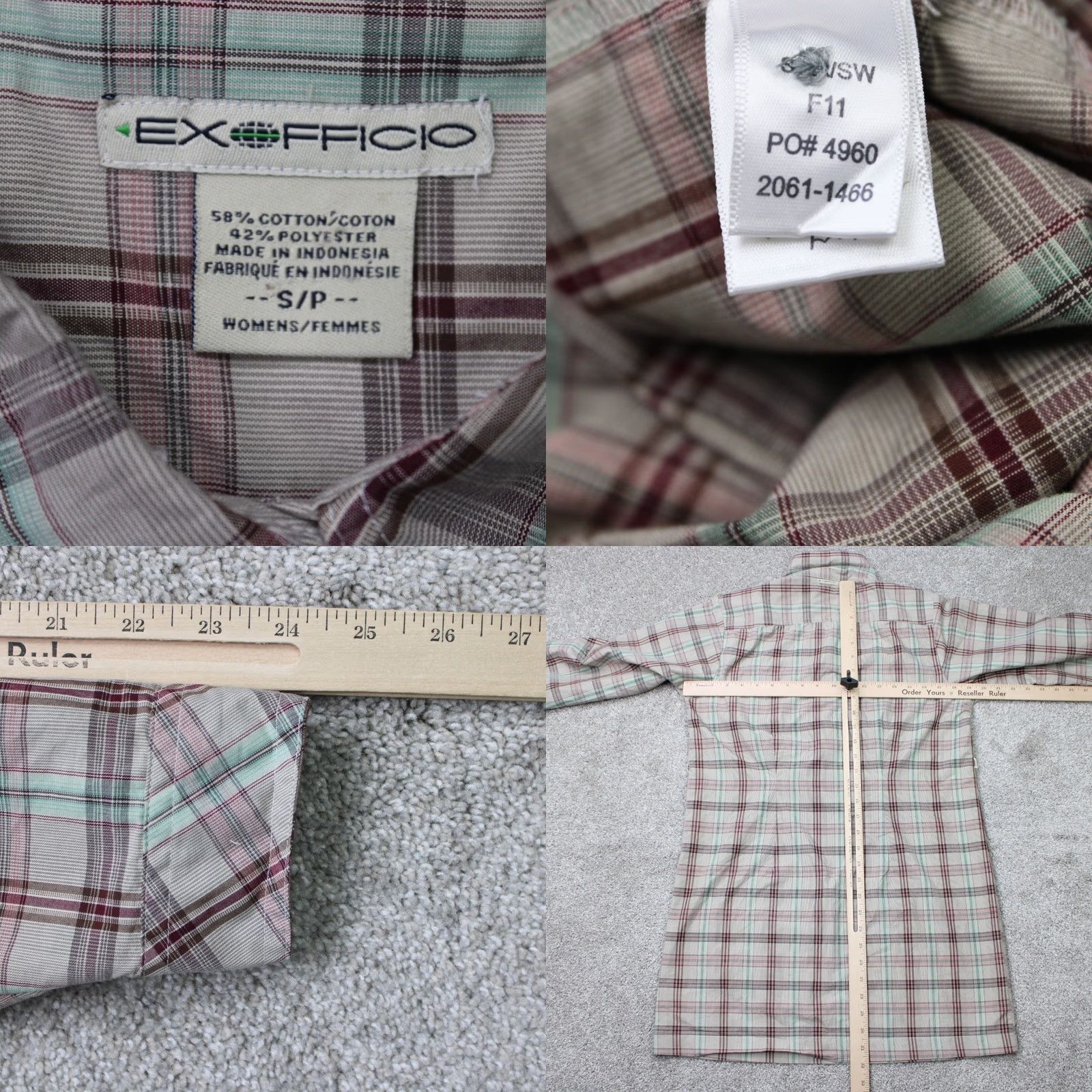 ExOfficio ExOfficio Shirt Womens Small Red/Green/Brown Cotton/Poly Long Sleeve Pullover Shirt Size S / US 4 / IT 40 - 8 Thumbnail