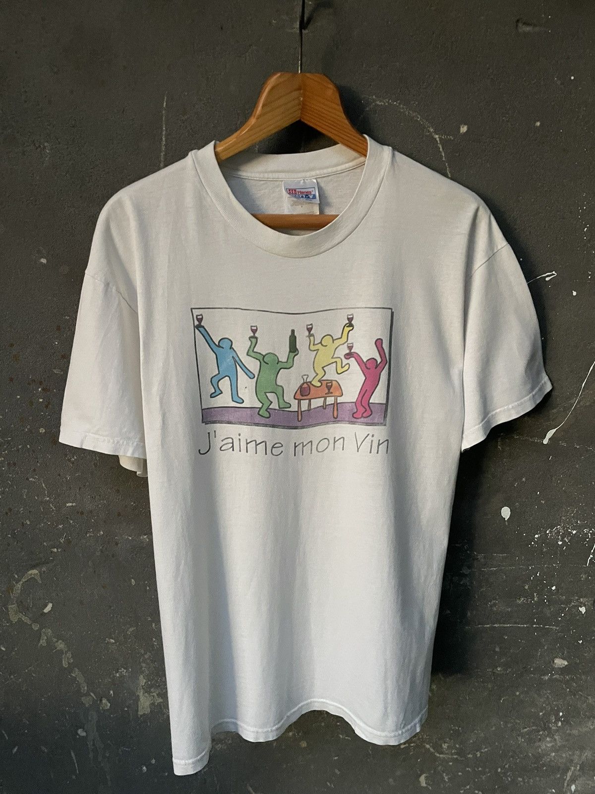 Keith Haring × Vintage Vintage 90’s Keith Haring J’aime Mon Vin T-Shirt VERY RARE Size US L / EU 52-54 / 3 - 3 Thumbnail