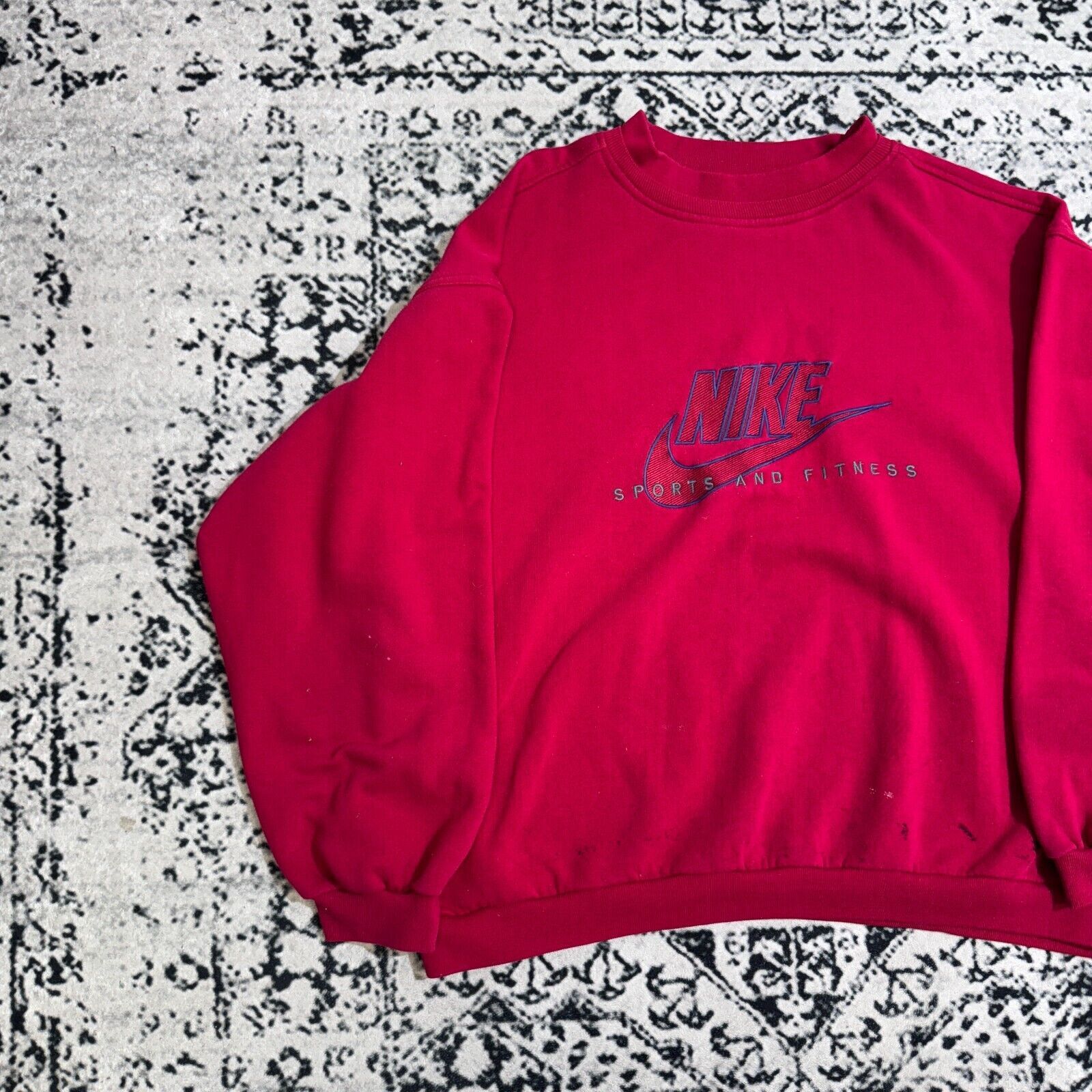 Nike × Vintage Vintage Nike Red Cotton Crewneck Size XXL 90s Center Swoosh Size US XXL / EU 58 / 5 - 3 Thumbnail