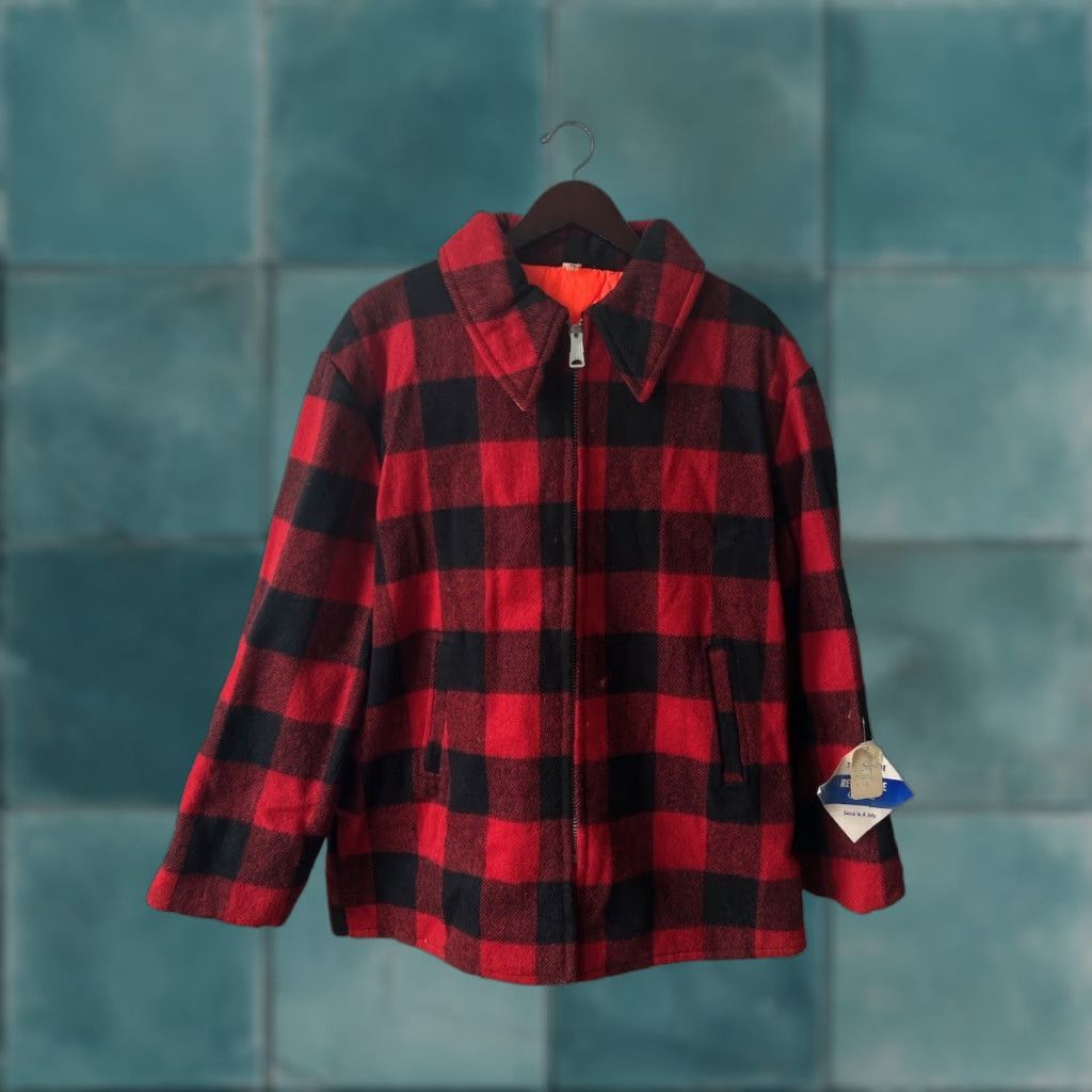 Vintage VINTAGE Reversible Hunting Jacket Coat Mens 2XL Red Buffalo Plaid NWT Deadstock 60s NOS Zip Hood Size US XXL / EU 58 / 5 - 1 Thumbnail