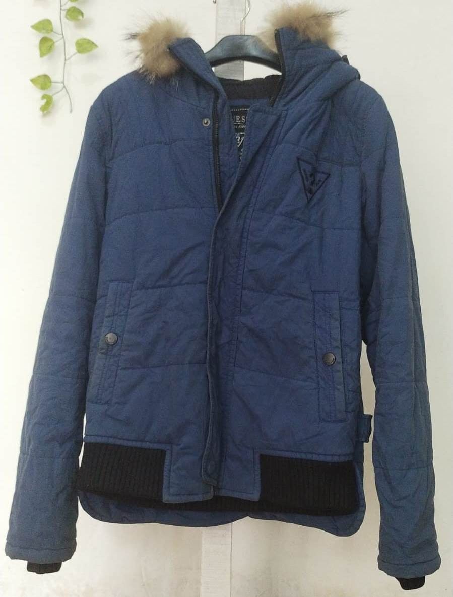 Guess GUESS Puffer Jacket Blue Goose Down with Hood Size US S / EU 44-46 / 1 - 1 Thumbnail