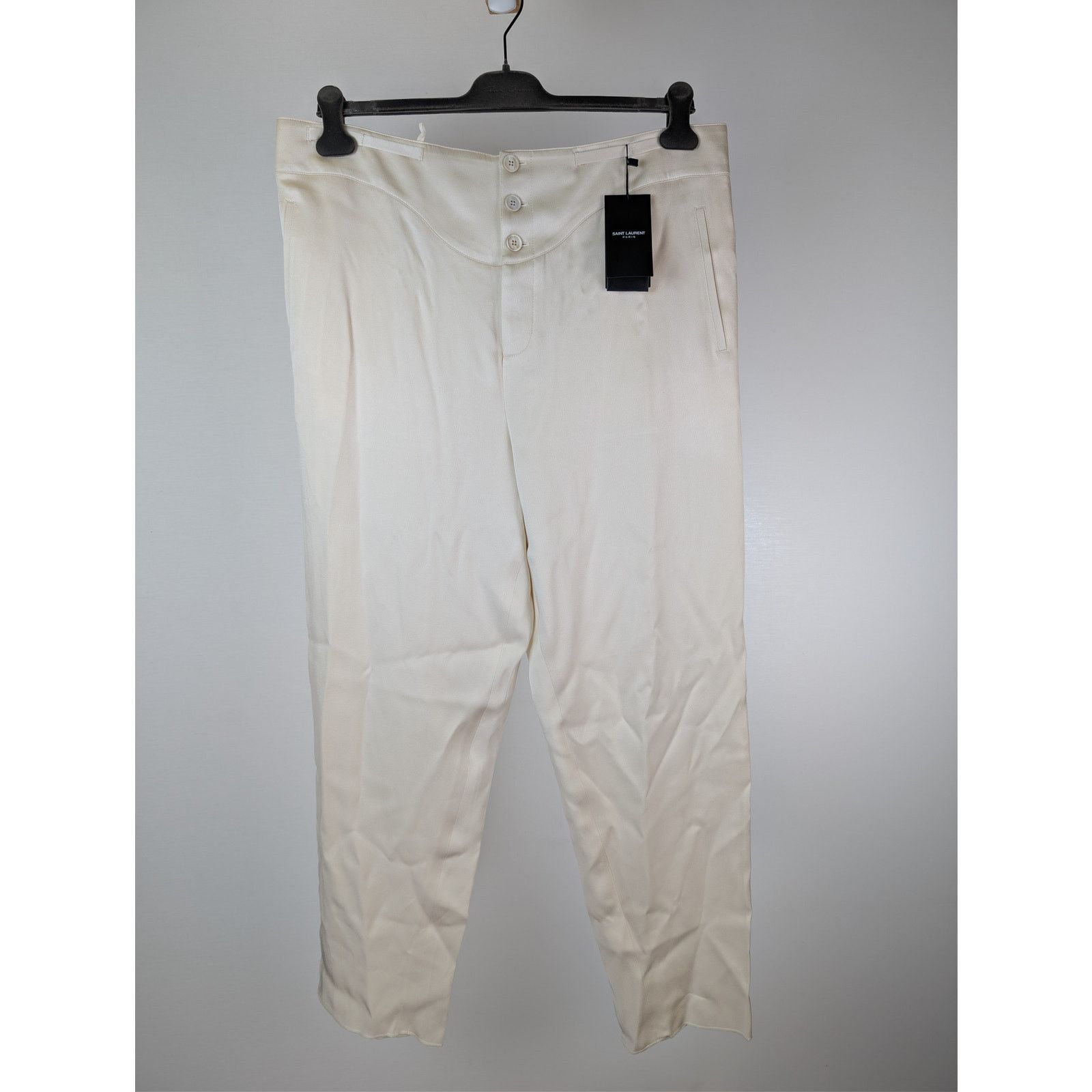Saint Laurent Paris o1rshd1 Satin Crepe Pants in Craie Size US 38 / EU 54 - 1 Thumbnail