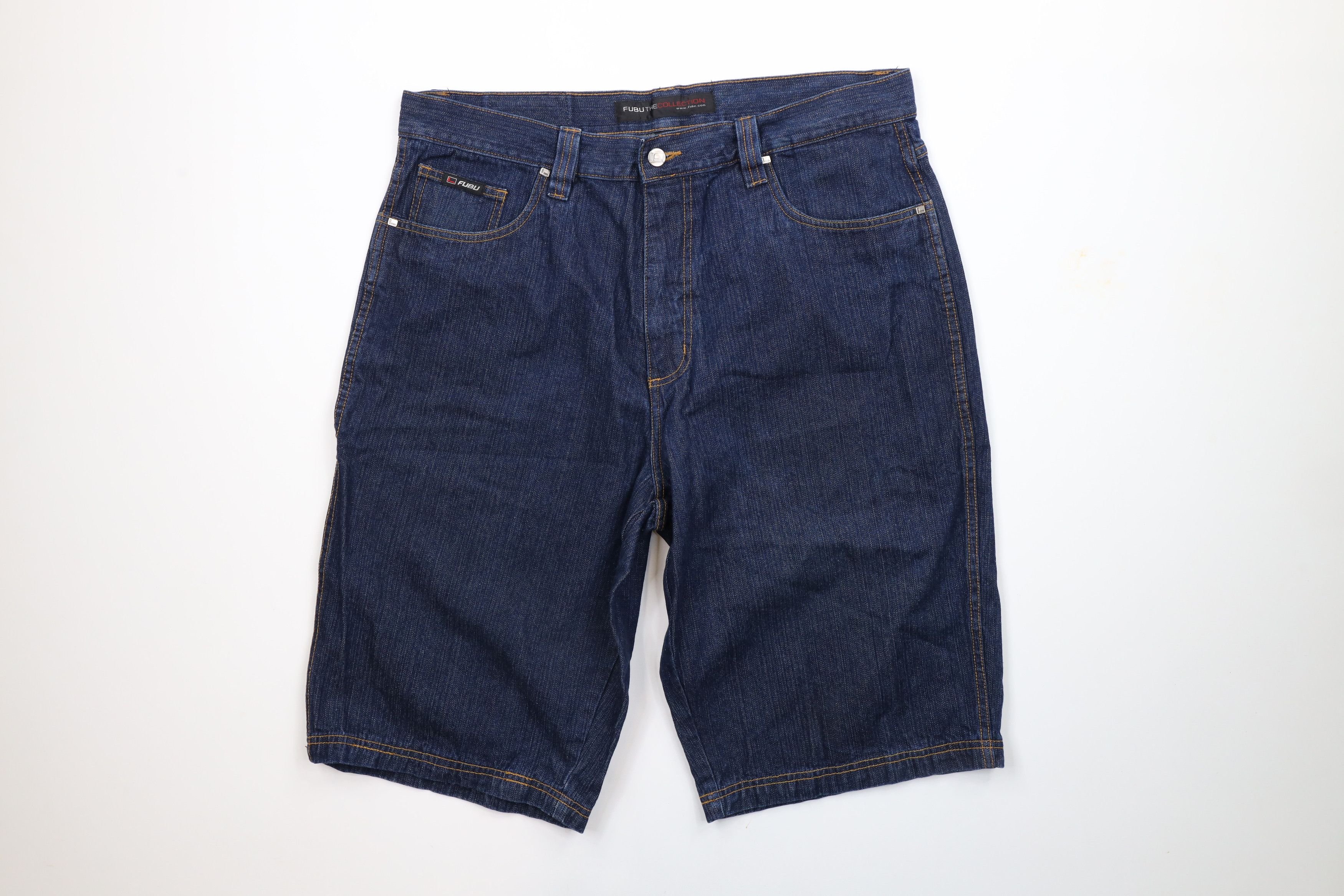 Fubu × Vintage Vintage 90s Fubu Out Baggy Fit Denim Jean Shorts Jorts Blue Size US 38 / EU 54 - 1 Thumbnail