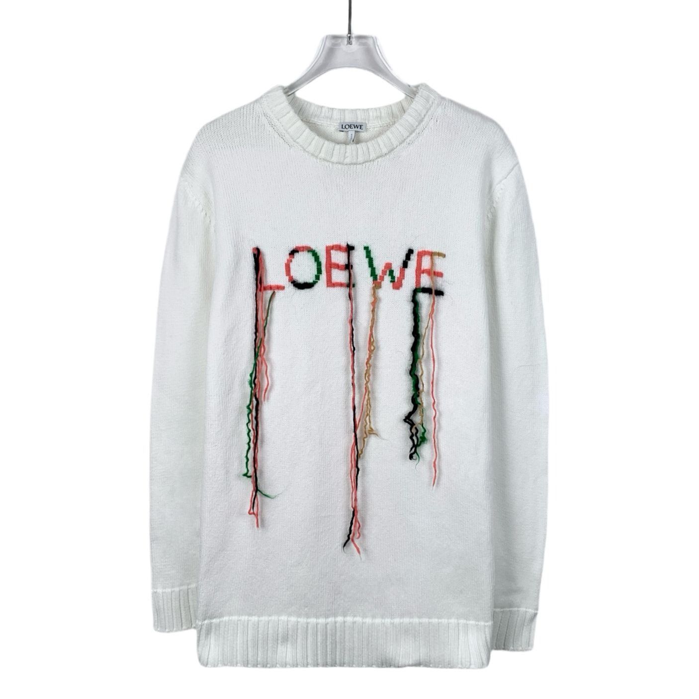 Loewe Loewe White Logo Embroidered Cotton Knit Sweater XS Size US XS / EU 42 / 0 - 1 Thumbnail