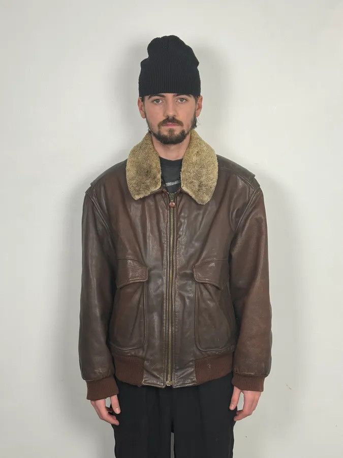 Hugo Boss 2000s Hugo Boss Aviator Brown Leather Jacket Size US L / EU 52-54 / 3 - 2 Thumbnail