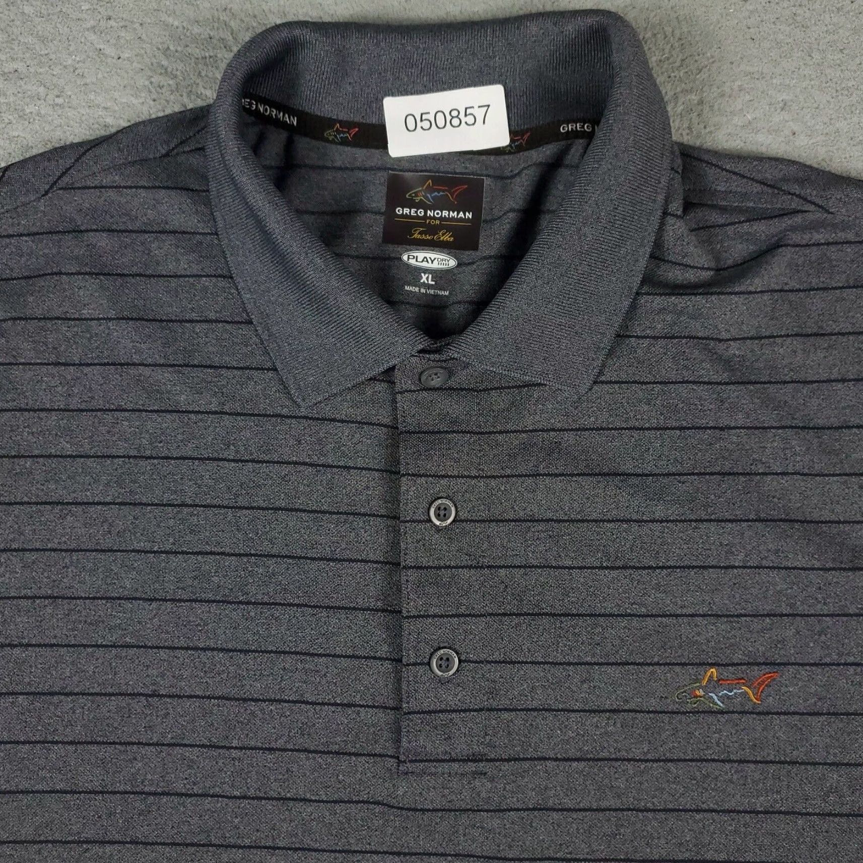 Vintage Greg Norman Polo Shirt Mens XL Gray Striped Polo Shirt Casual Golf Short Sleeve Button-Front Logo Nike? Size US XL / EU 56 / 4 - 2 Thumbnail
