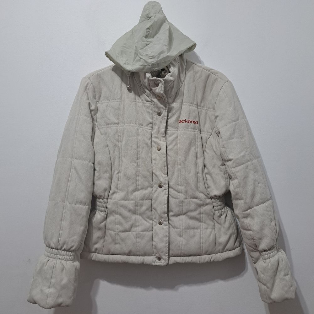 Other Vintage Eckored Women's Puffer Coat With Hoodie Medium Beige Size M / US 6-8 / IT 42-44 - 16 Thumbnail