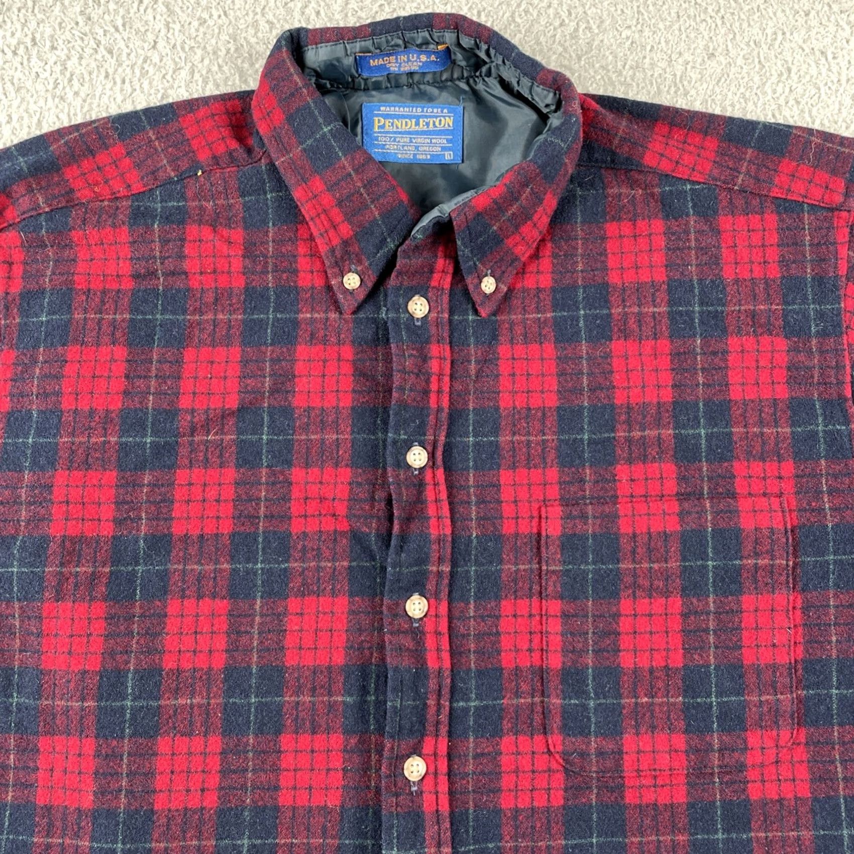 Pendleton VINTAGE Pendleton Men’s Large Reg Wool Flannel Button Up Shirt Made In USA EUC Size US L / EU 52-54 / 3 - 2 Thumbnail