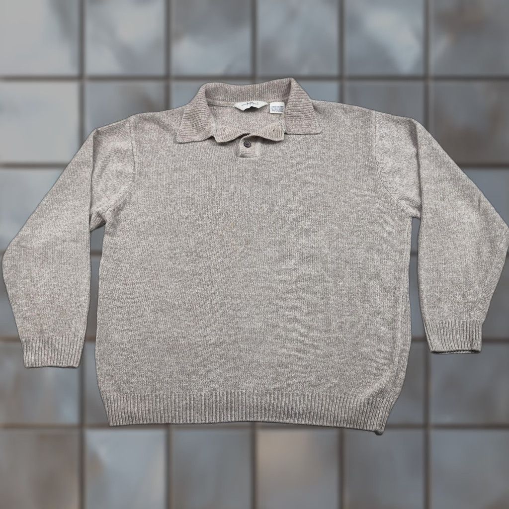 Vintage VINTAGE Knightsbridge Pullover Sweater Mens Large Beige Collared Knit Knitwear Logo Embroidered 90s Classic Dad Retro Size US L / EU 52-54 / 3 - 1 Thumbnail