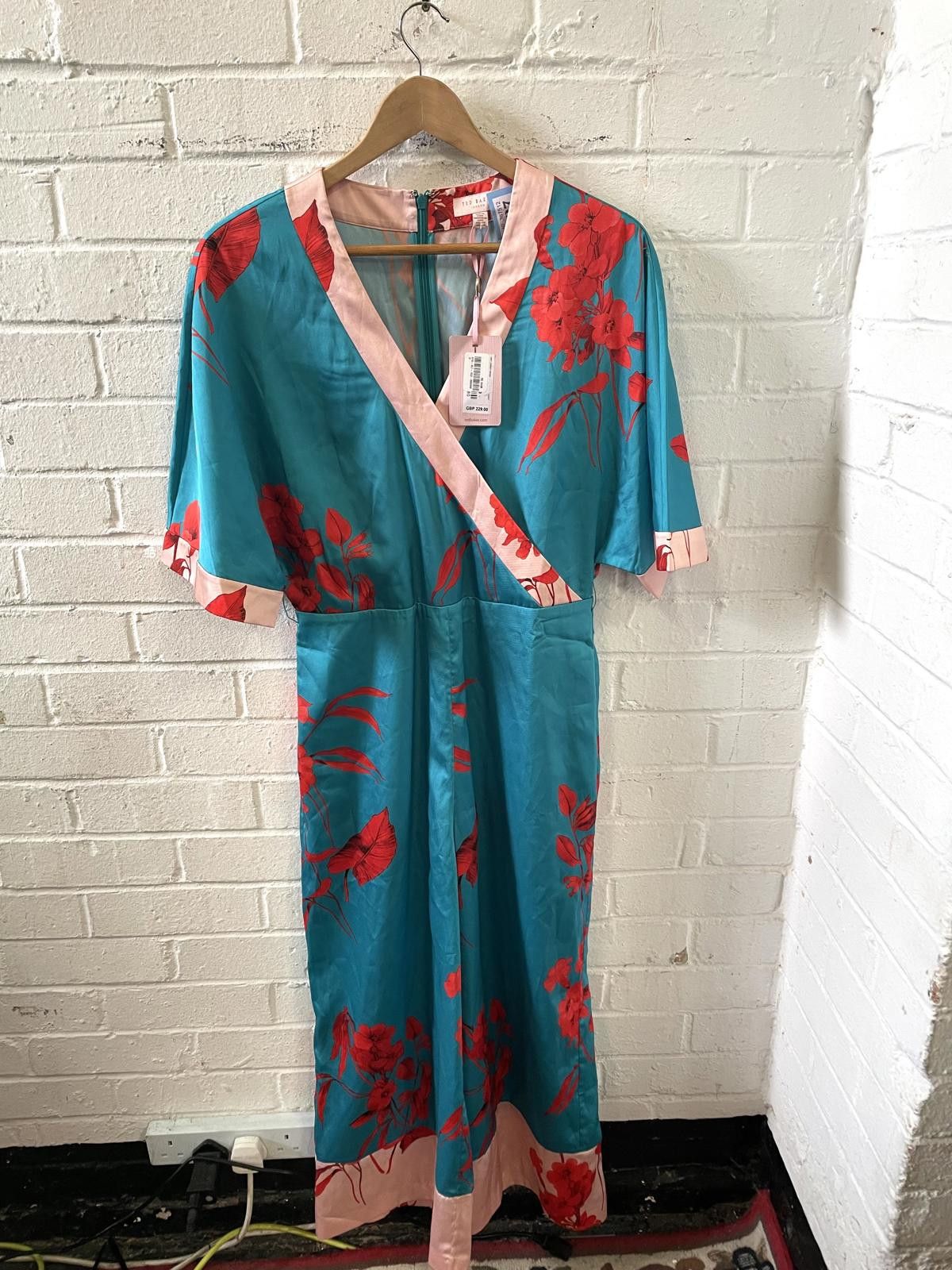 Ted Baker Ted Baker Floral Wrap Dress Turquoise and Red Size XL / US 12-14 / IT 48-50 - 1 Thumbnail