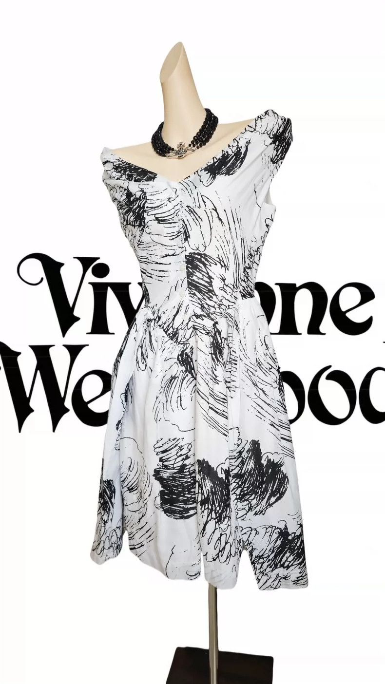 Vivienne Westwood Vivienne Westwood Black and white ink-sense dress Size L / US 10 / IT 46 - 2 Thumbnail