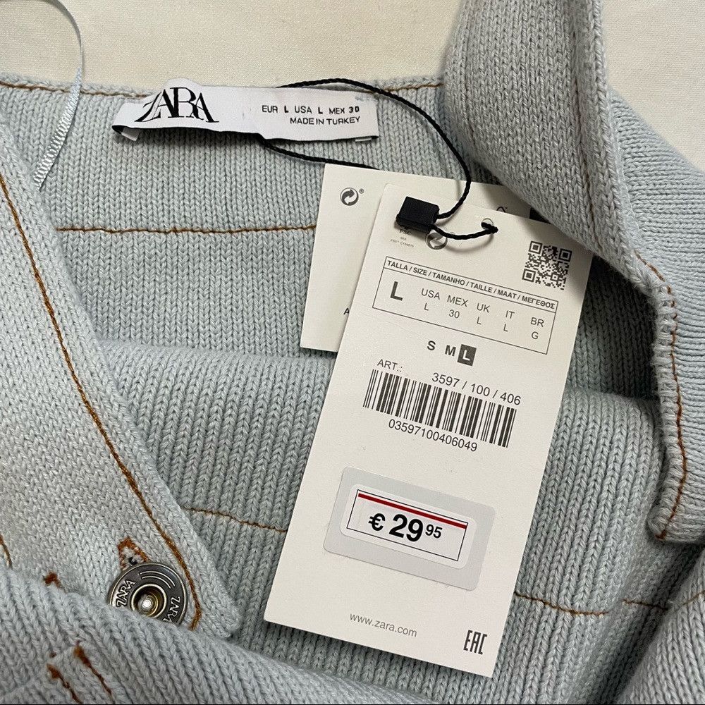 Zara NWT New Zara KNIT OVERALL Baby Blue DRESS Size L Size L / US 10 / IT 46 - 8 Thumbnail