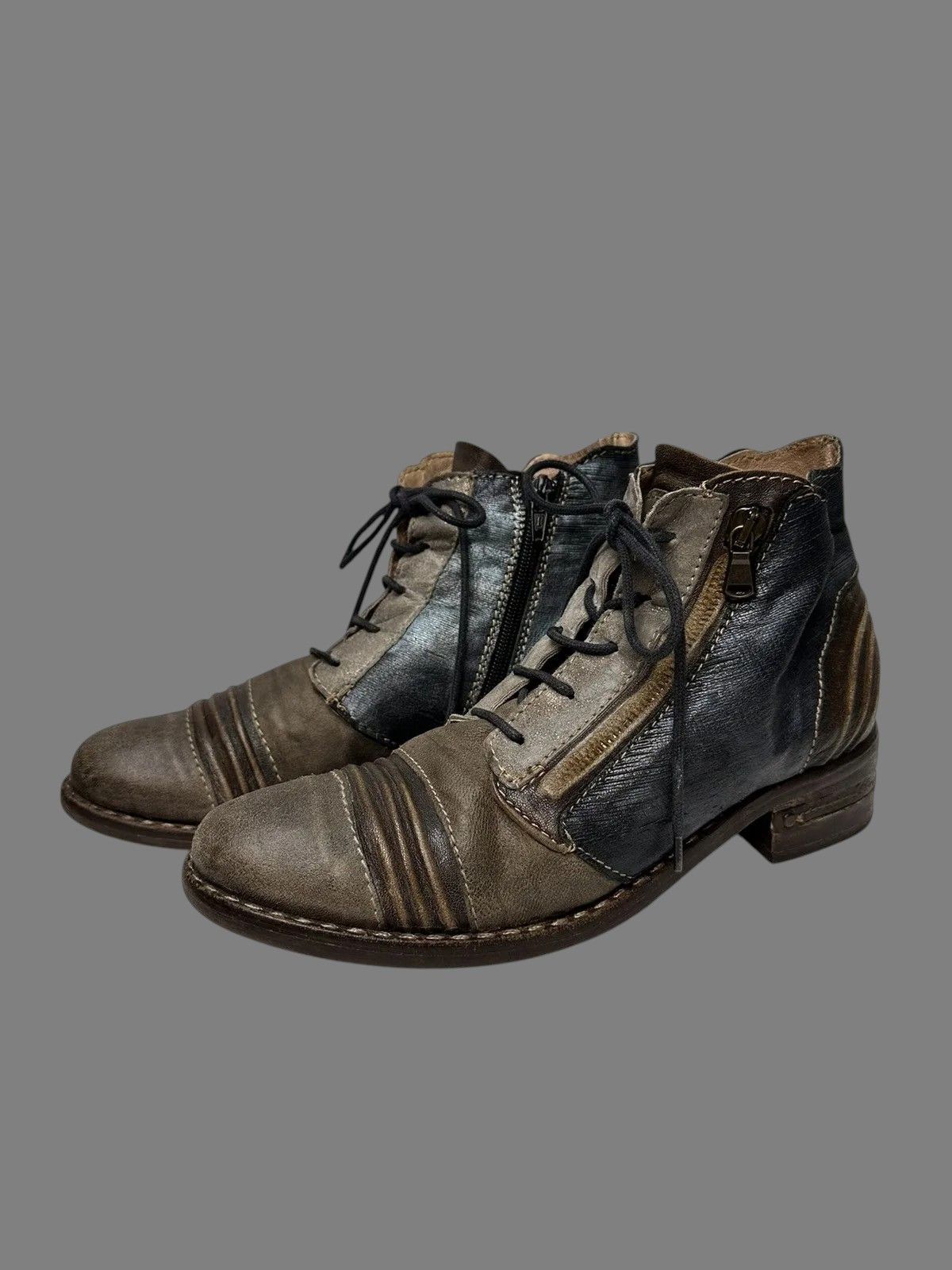 14th Addiction AS 98 Style Italian Leather Boots with Metal Zip Detail Size US 9 / IT 39 - 2 Thumbnail