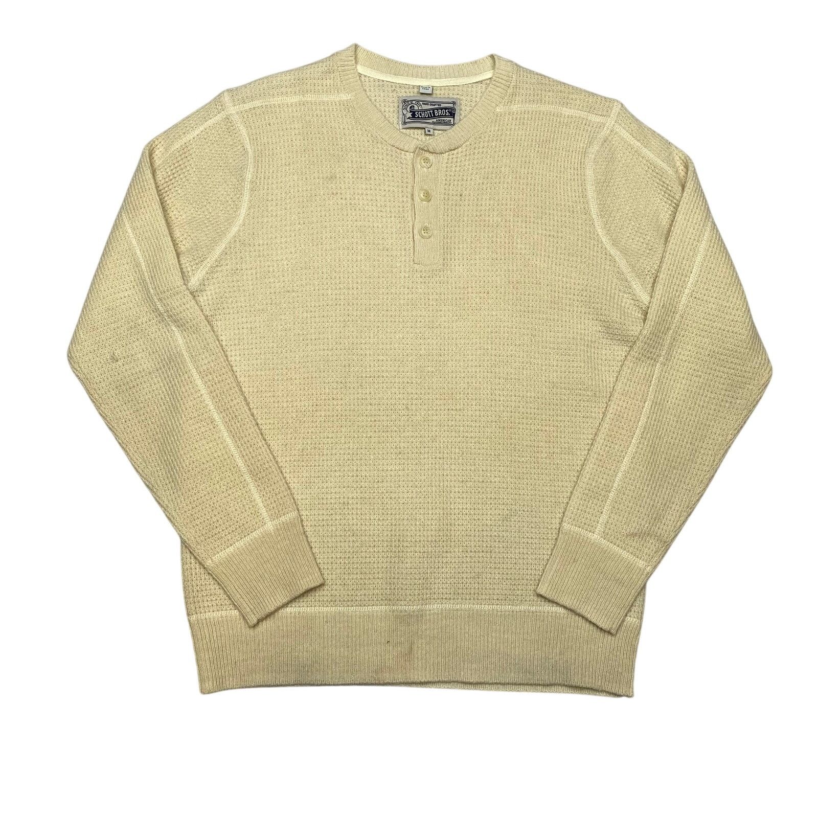 Schott Schott Button Henley Wool Waffle Thermal Sweater Men's M Size US M / EU 48-50 / 2 - 1 Thumbnail