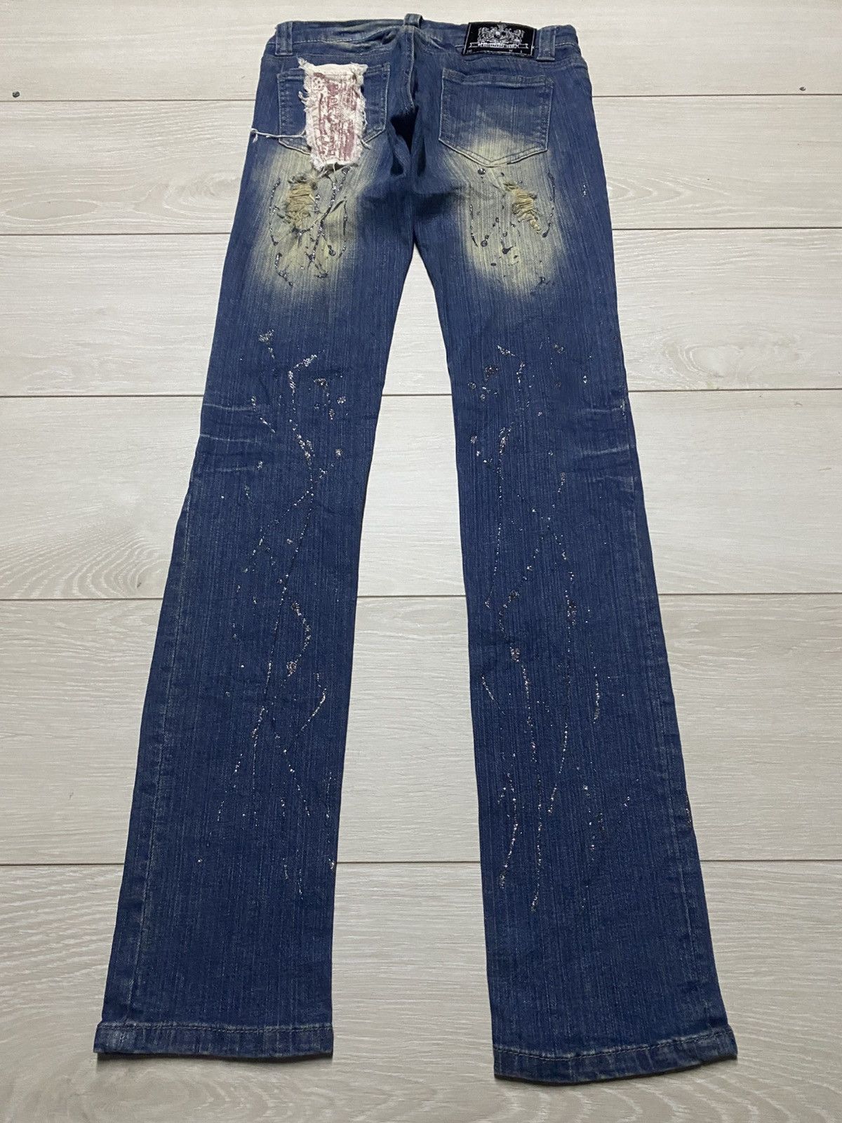 Japanese Brand Japanese Back & Forth Splatter Distressed Skinny Jeans Size US 28 / EU 44 - 2 Thumbnail