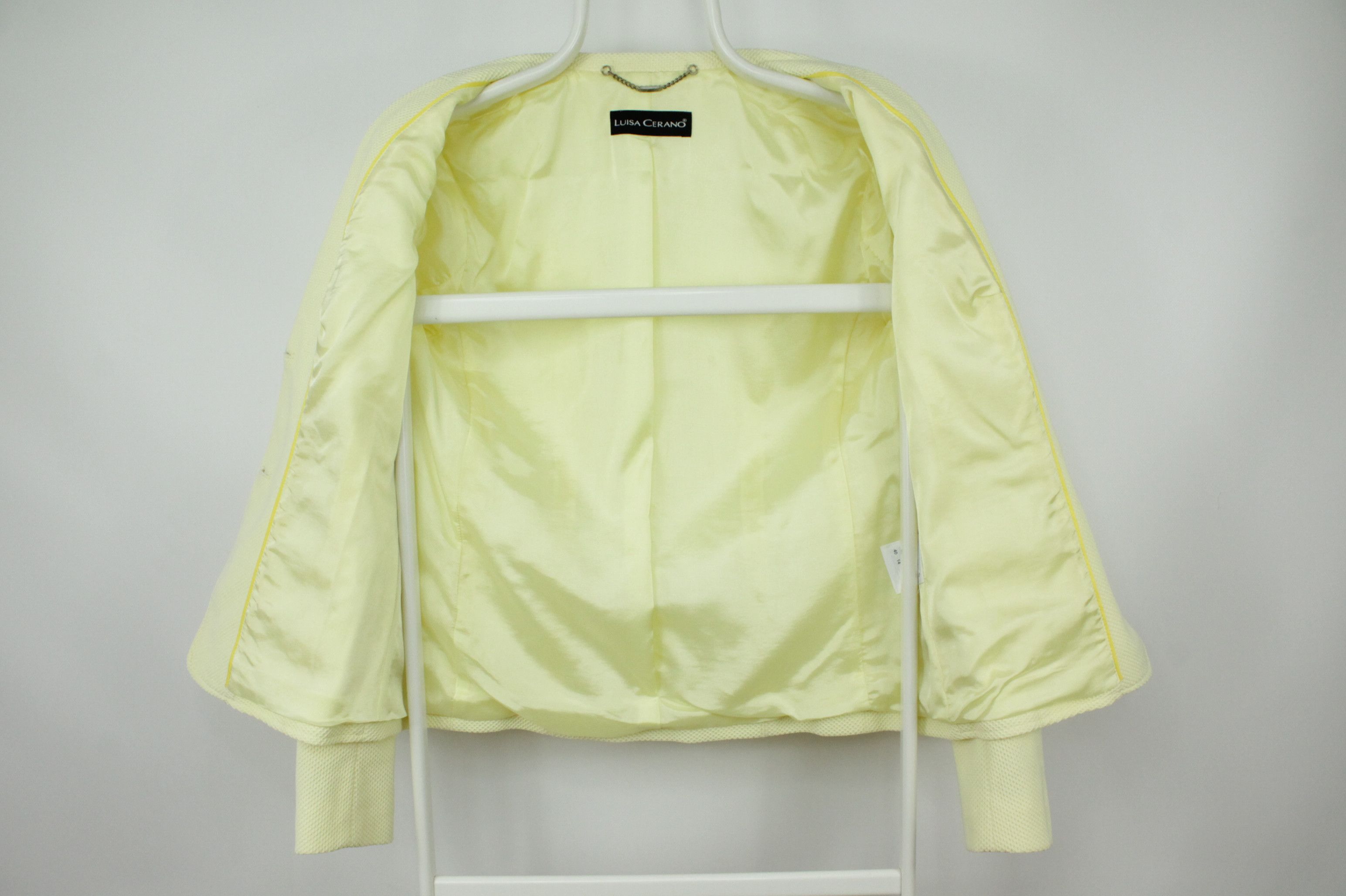 Designer × Luisa Cerano Luisa Cerano Waffle Knit Yellow Cotton Blend Blazer Jacket Size L / US 10 / IT 46 - 8 Thumbnail