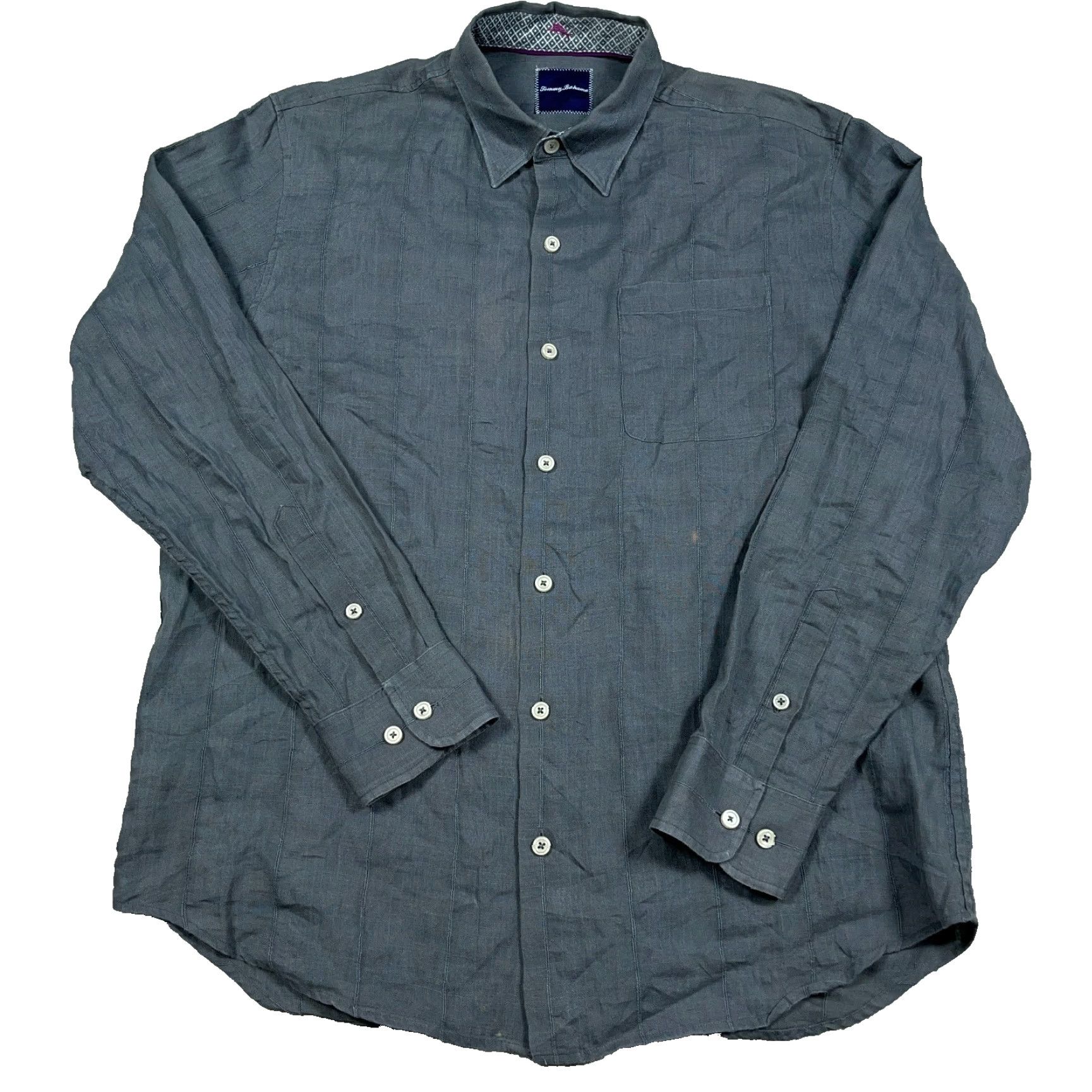Tommy Bahama Tommy Bahama Shirt Men Large Gray Linen Button Up Relax Hawaiian Camp Pocket Mens Size US L / EU 52-54 / 3 - 2 Thumbnail